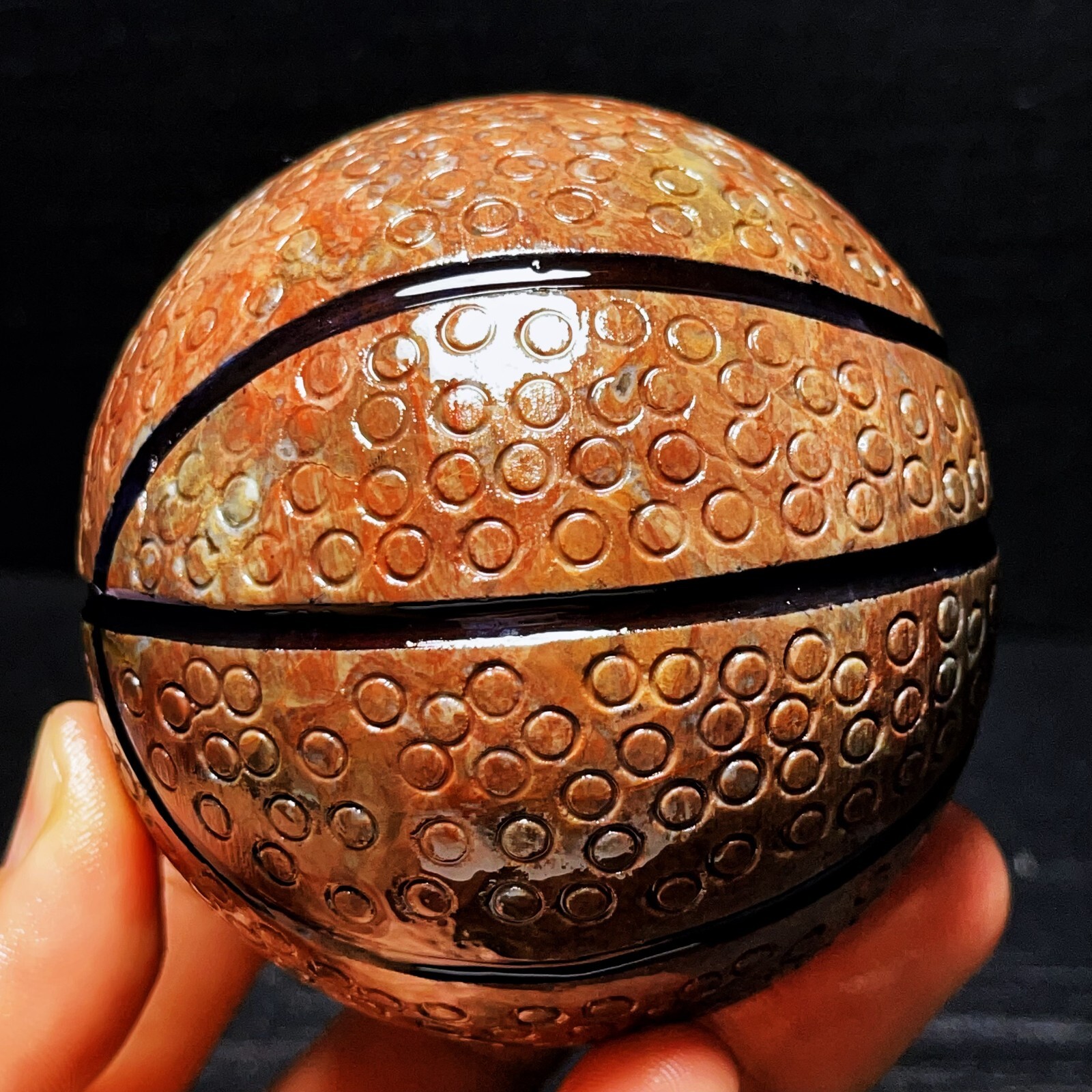TOP 715G Natural Polished Basketball Agate Sphere Crystal Ball Healing L2314
