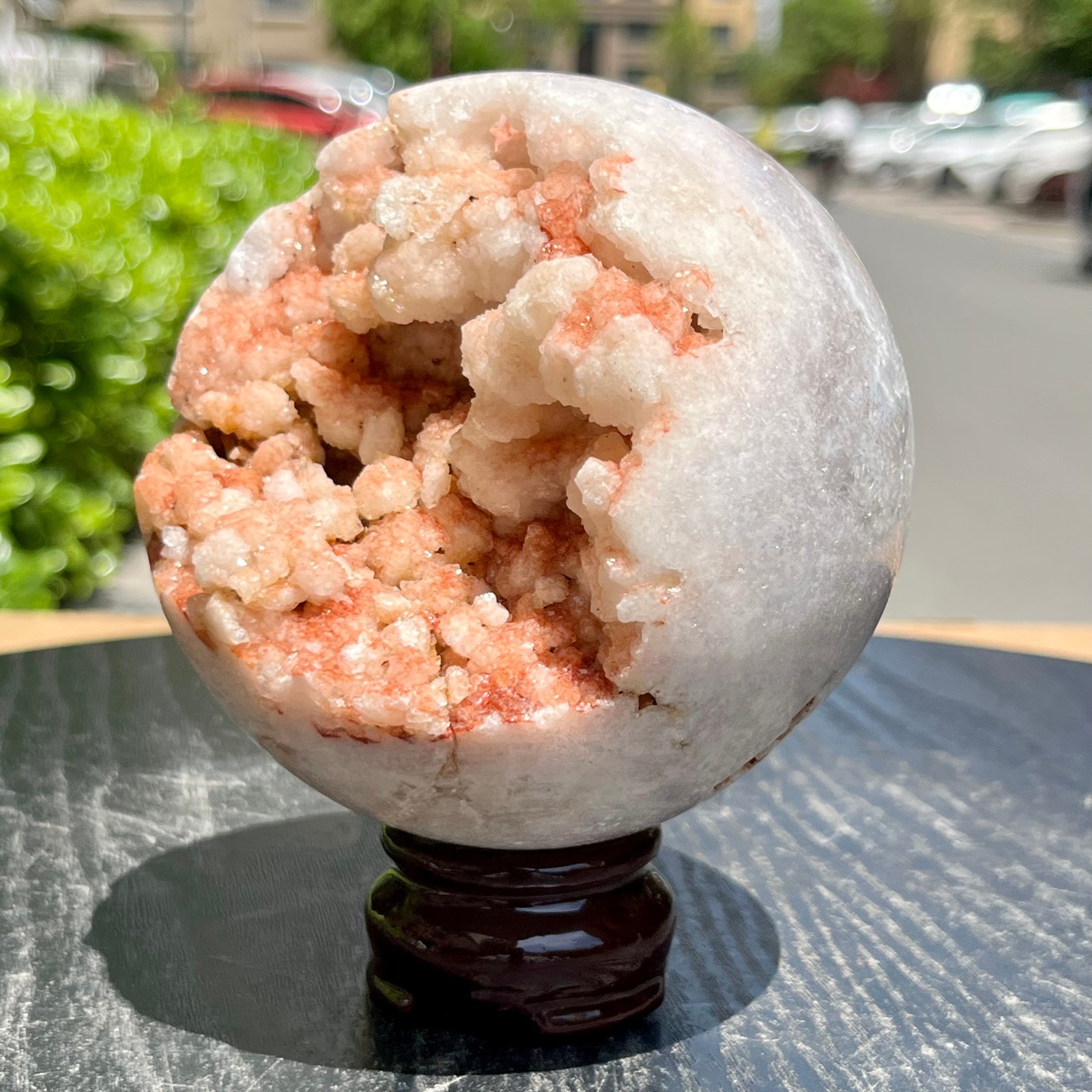 Pink Amethyst Geode Sphere Home Office Desk Decor Ornament Feng Shui Gift 940 g