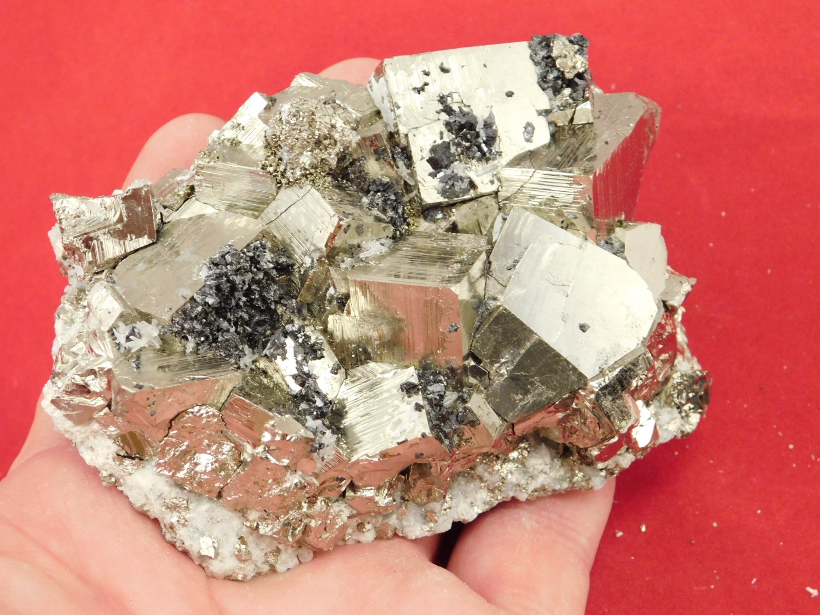 Big! PYRITE Crystal CUBE Cluster with Sphalerite Peru 468gr