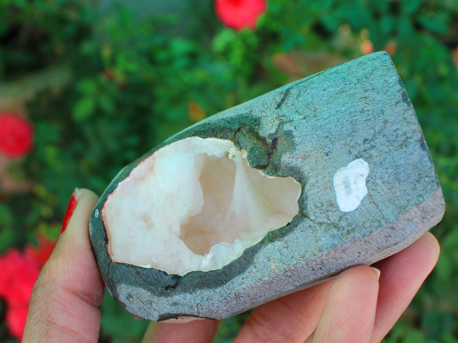 Scolecite with Stilbite Format In Geode Minerals Specimen#A9