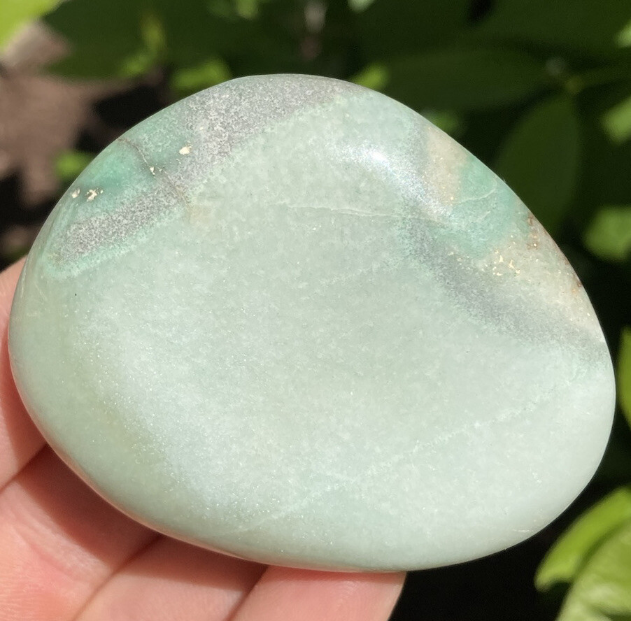 Handmade Polished BLUE ARAGONITE Healing Crystal Palm Stone KIPUSHI CONGO 2.48″