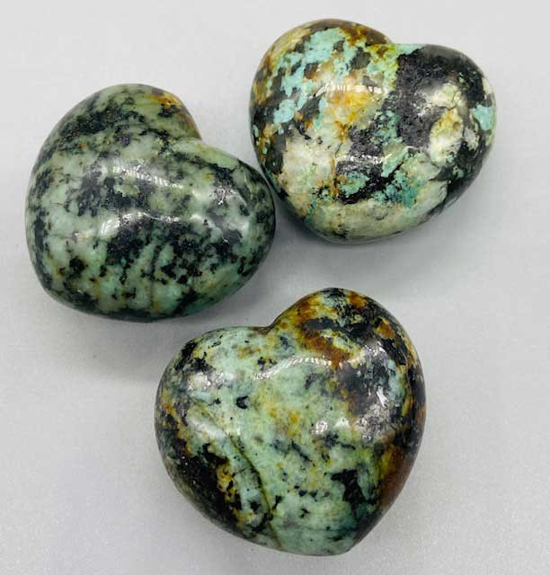 African Turquoise Heart Stone 1-3/4″ (Each Varies Naturally) Crystal Healing