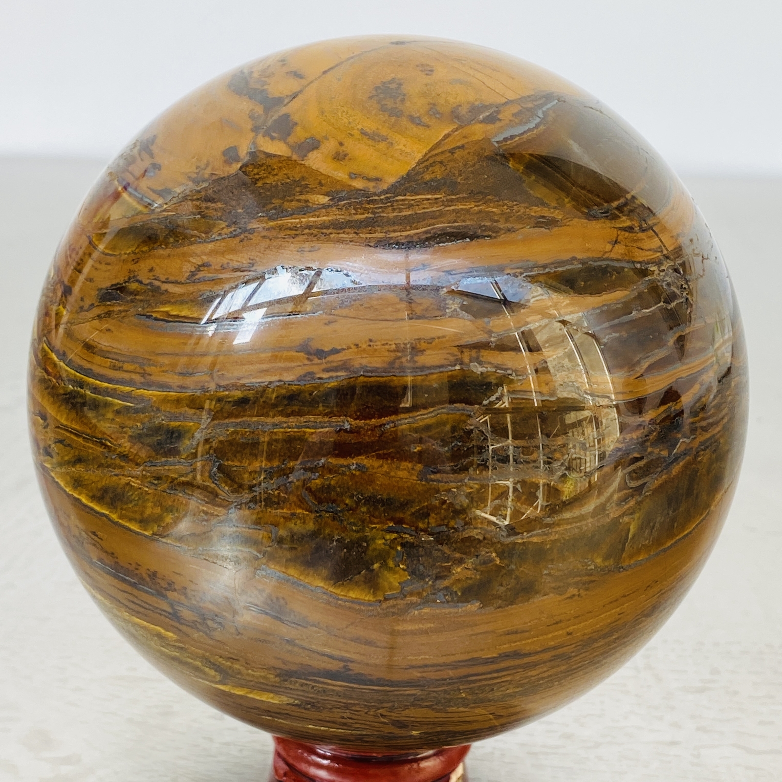 Natural Tiger Eye stone ball quartz crystal ball Reiki healing 2060G