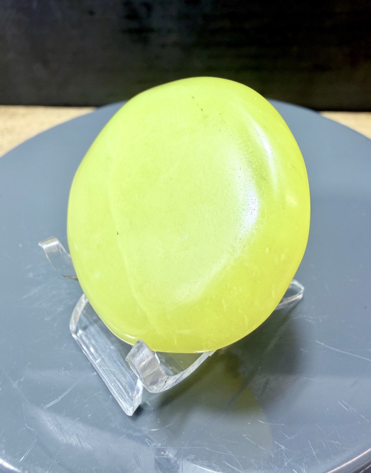 Crystal Lemon Jade Palm Stone Flat Healing Spiritual Collect yellow pocket (10)
