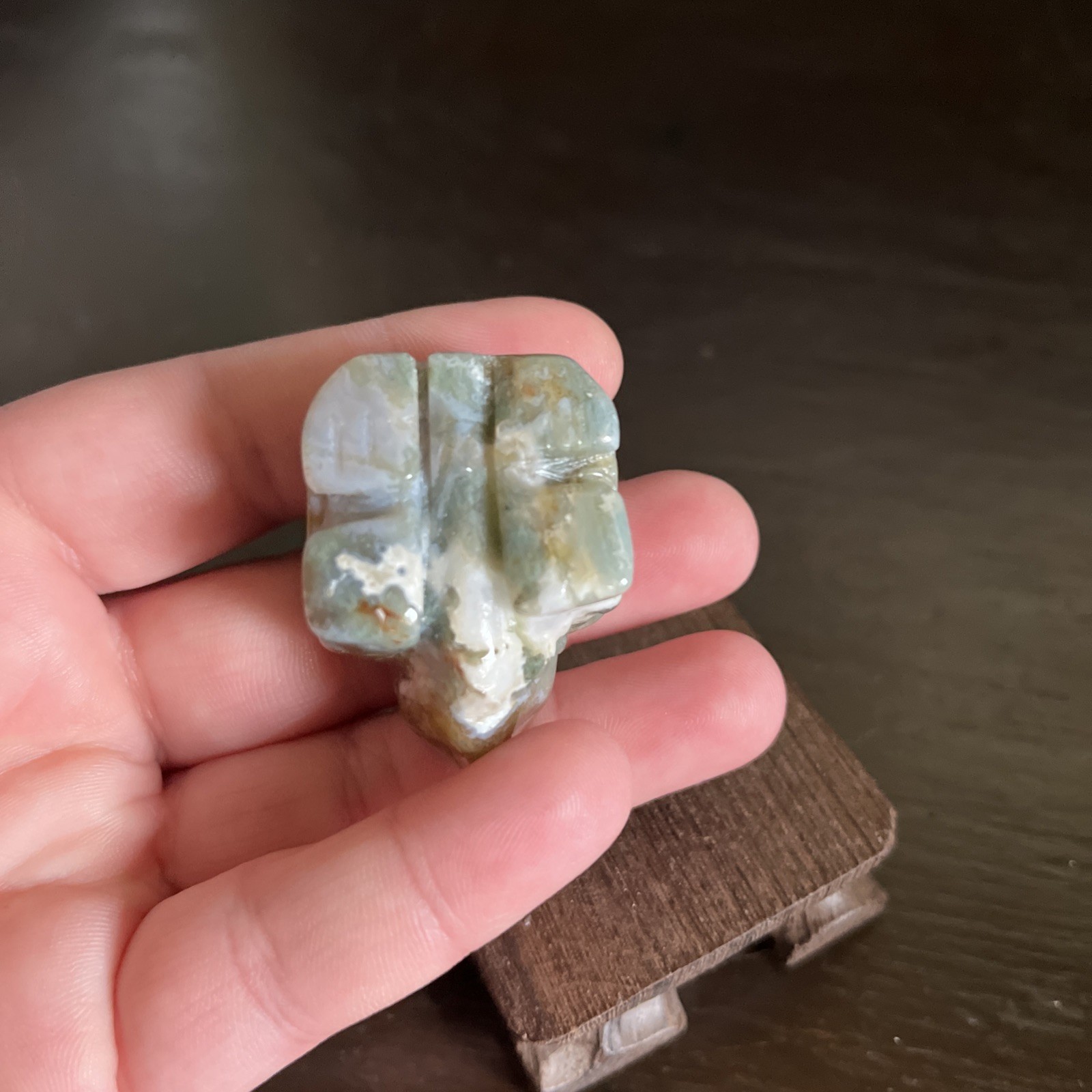 Hand Carved Stone Moss Agate Tortoise 1.8 Inch New