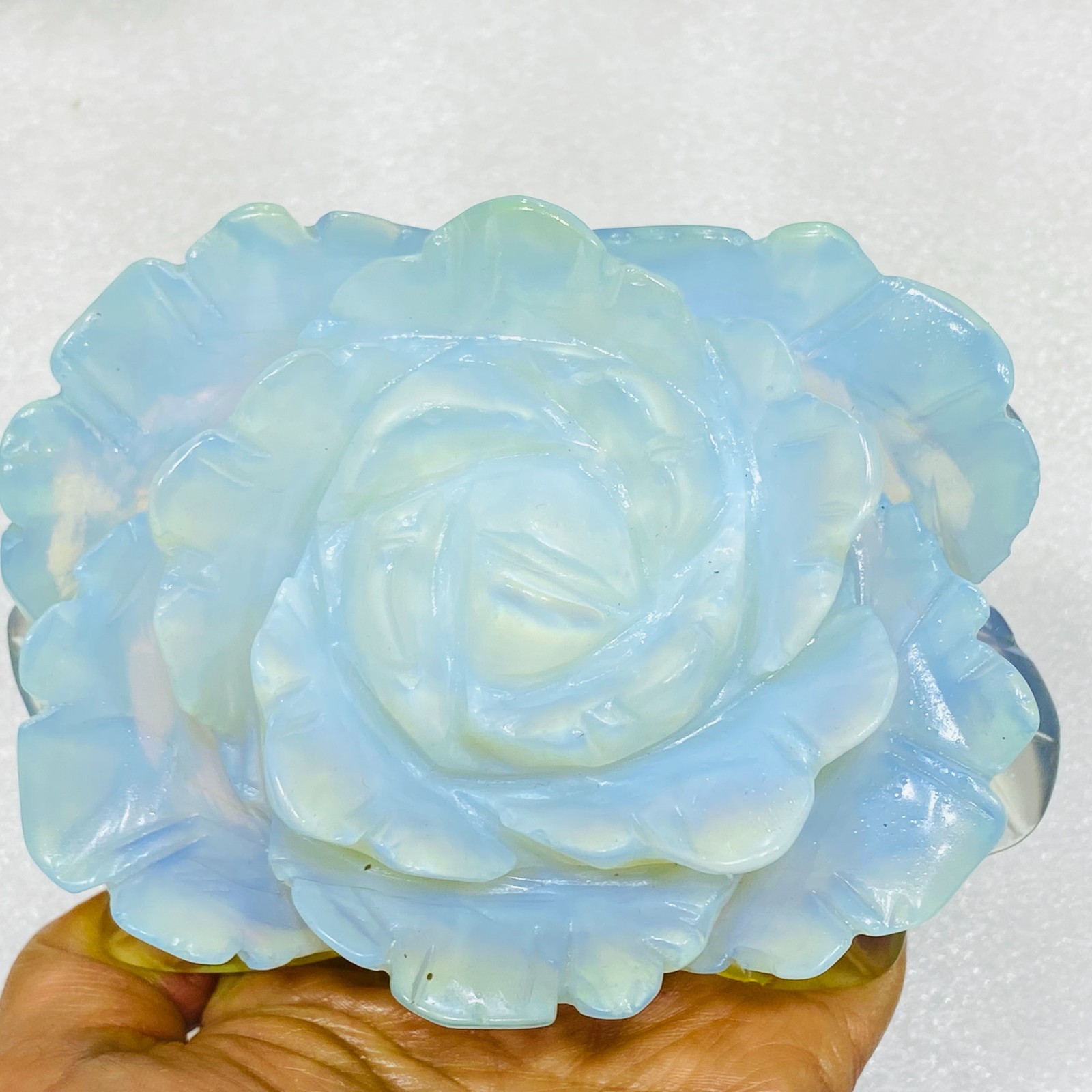 A++ 110mm+ Natural Opal quartz Flower hand Carved crystal healing 1PC