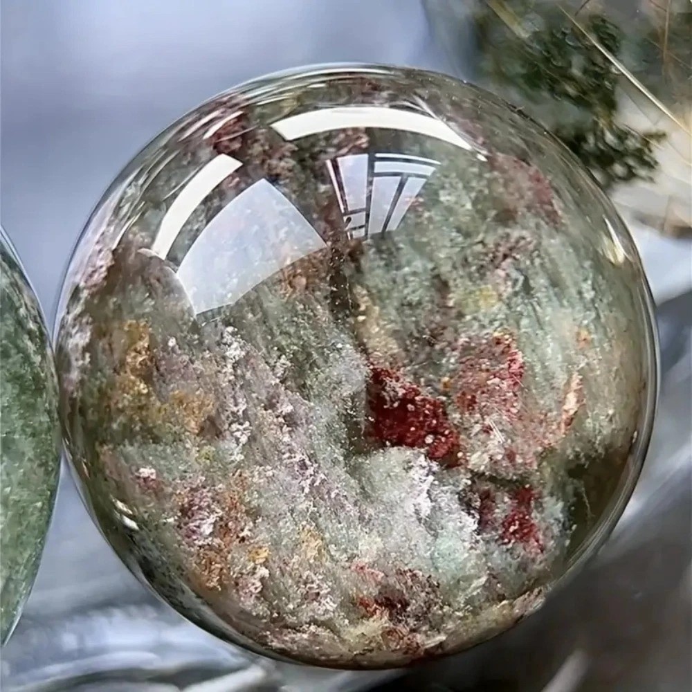 50mm+ Natural Garden Quartz Crystal Sphere Phantom Quartz Healing Gift Decor