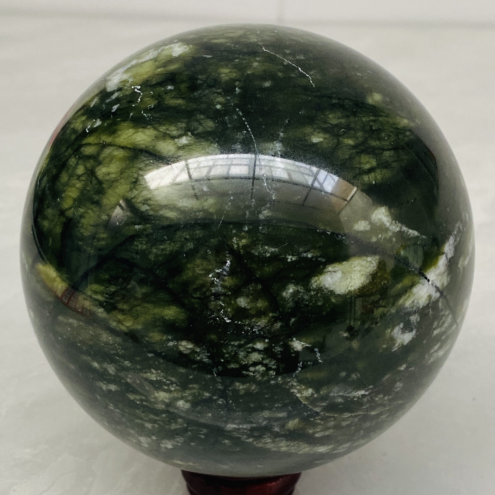 Natural Southern Jade Sphere Green Serpentine Crystal Ball Healing 2060g 4.54LB