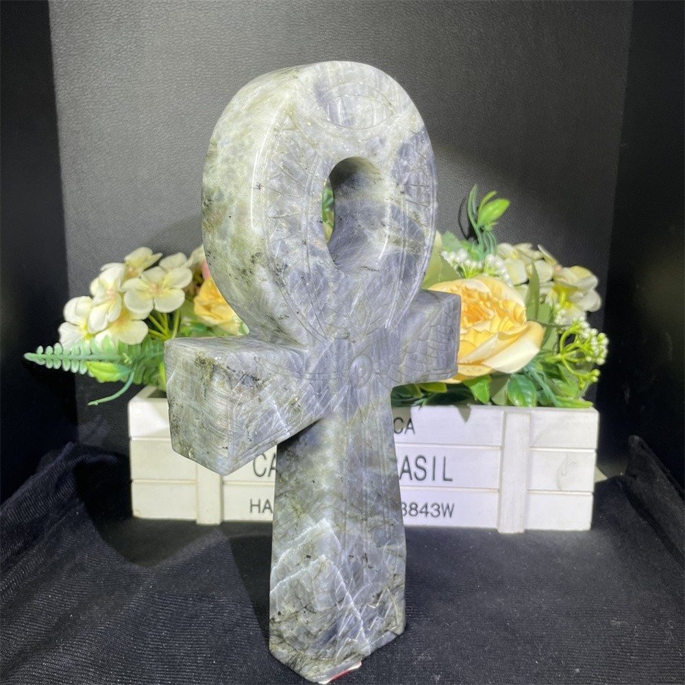 3.6LB 10″ Natural Flash Labradorite Anka Carving Crystal Heal Carved Decor Gift