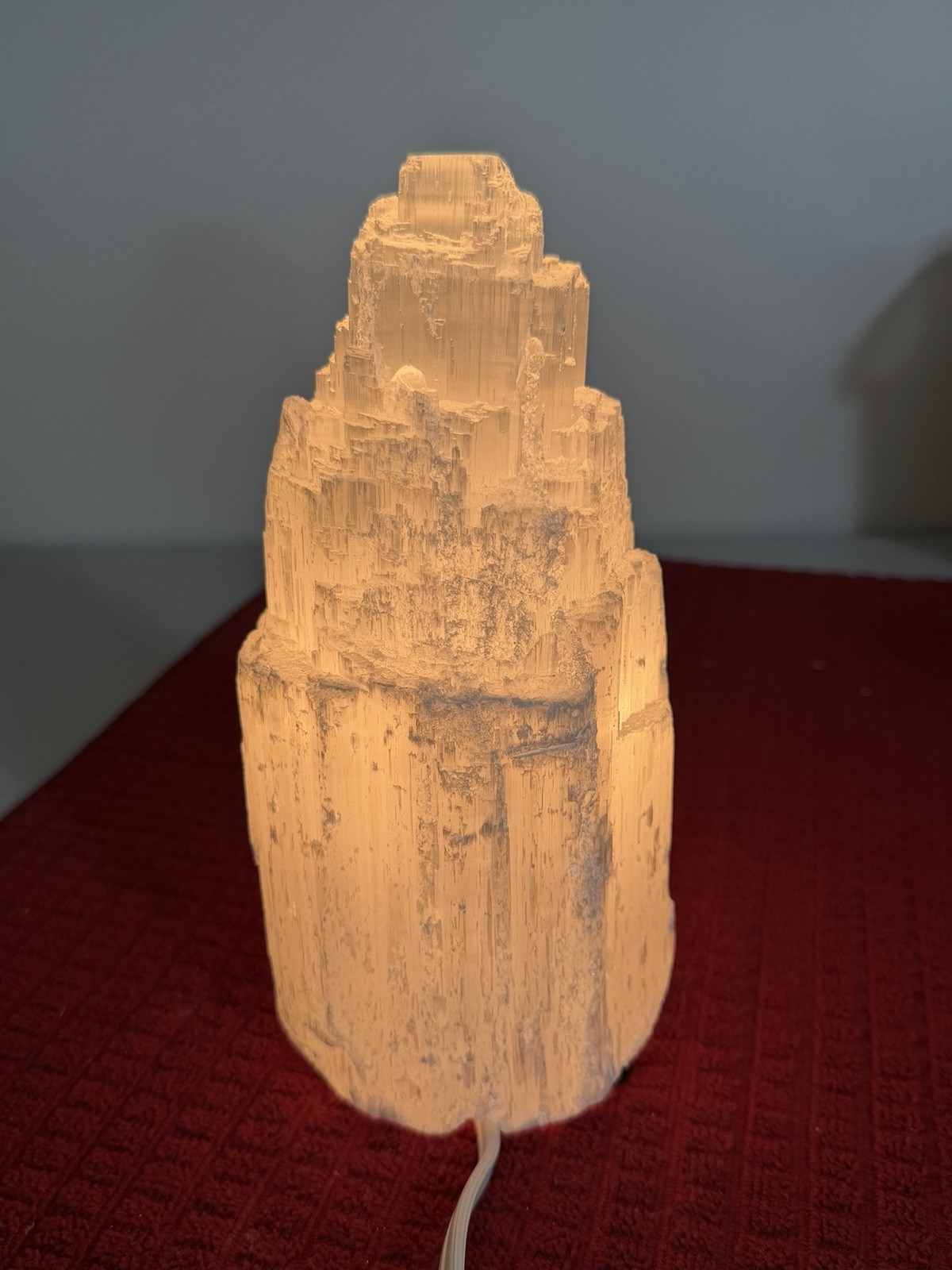 Selenite Crystal Tower Lamp Tower Skyscraper Healing Light 8.5” Tall