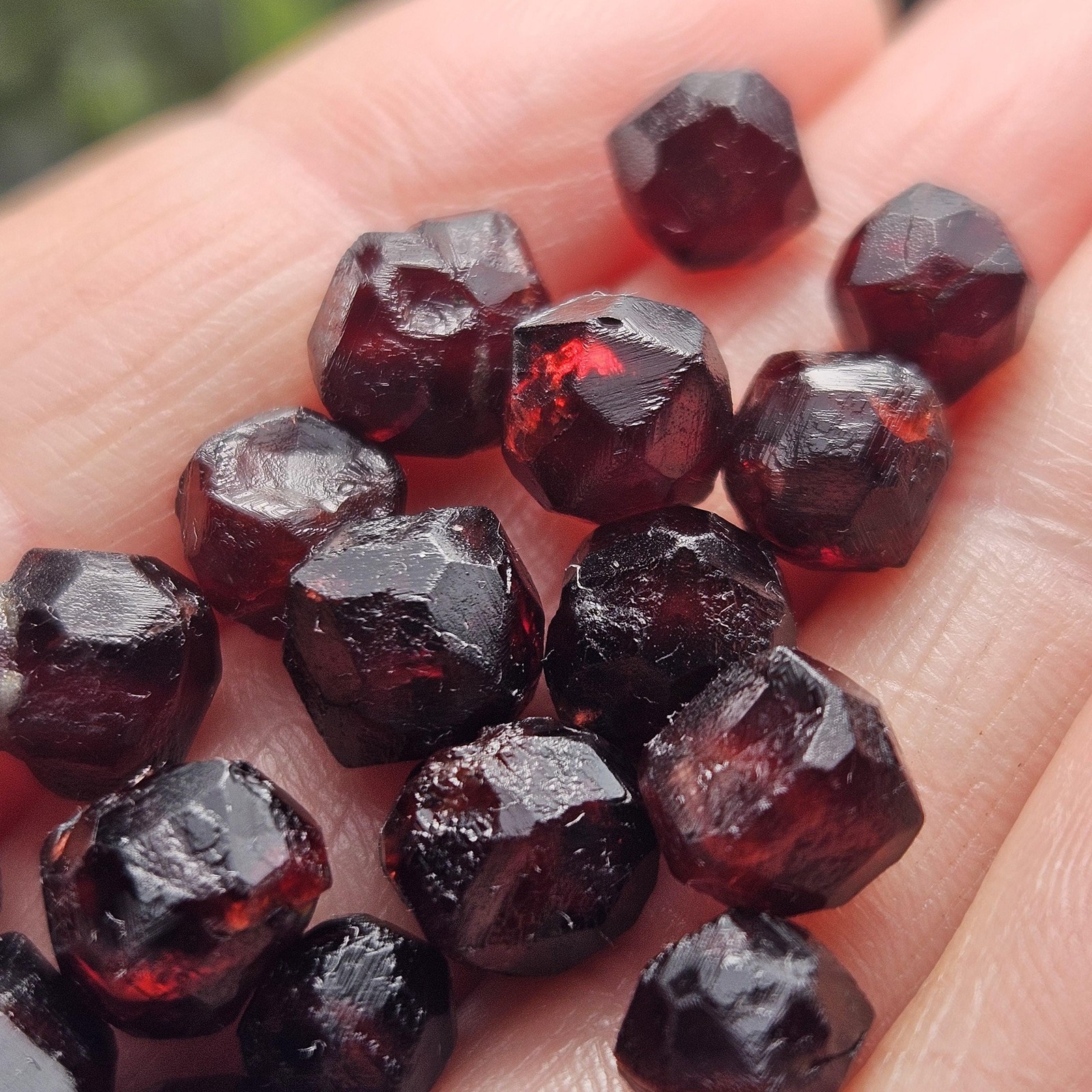 Red Garnet Crystals, Raw Dodecahedron Terminated Stones (5