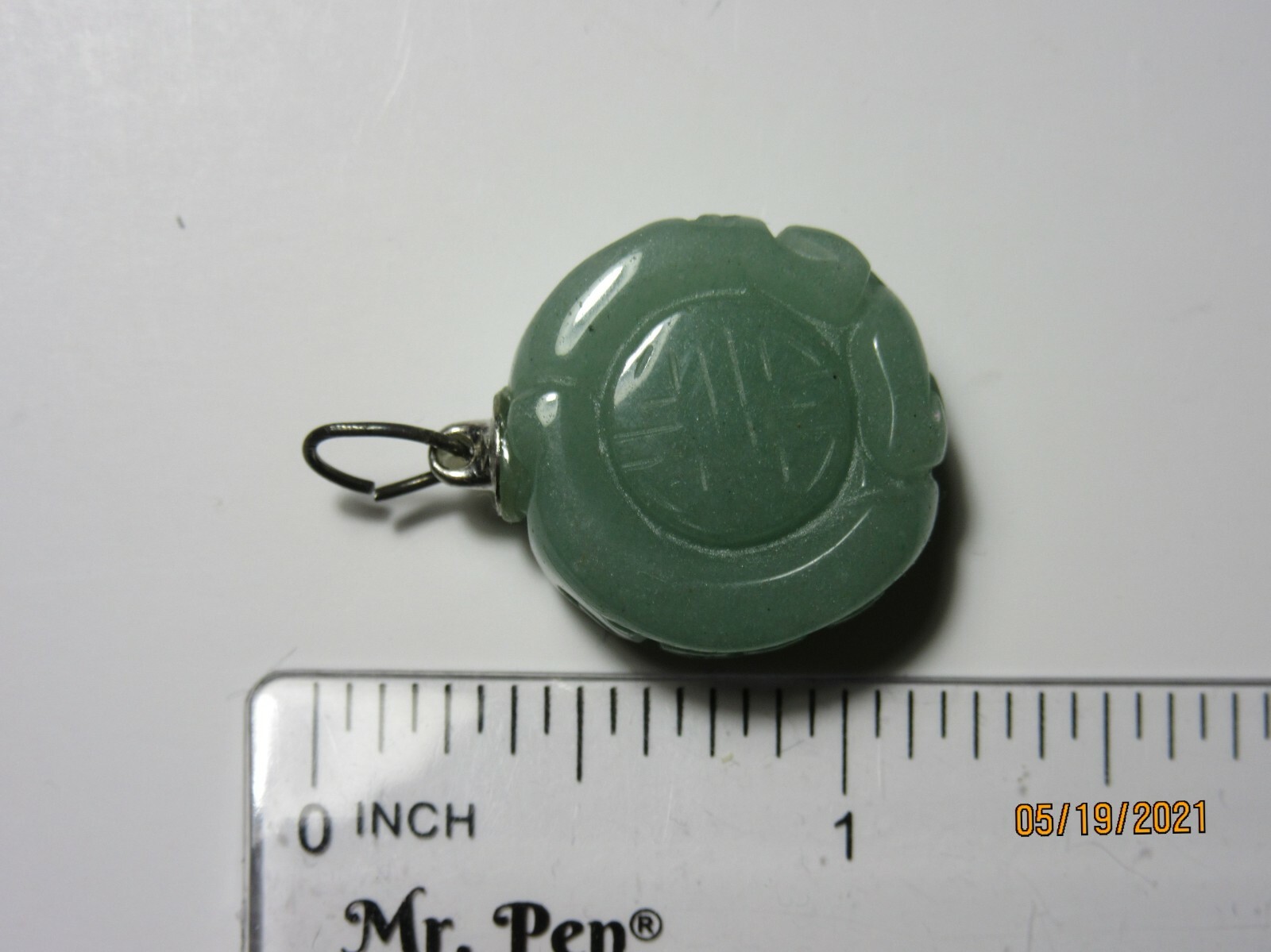 Green Aventurine Chinese Dragon Word Luck Prosperity 1 1/8″ Pendant GA-1