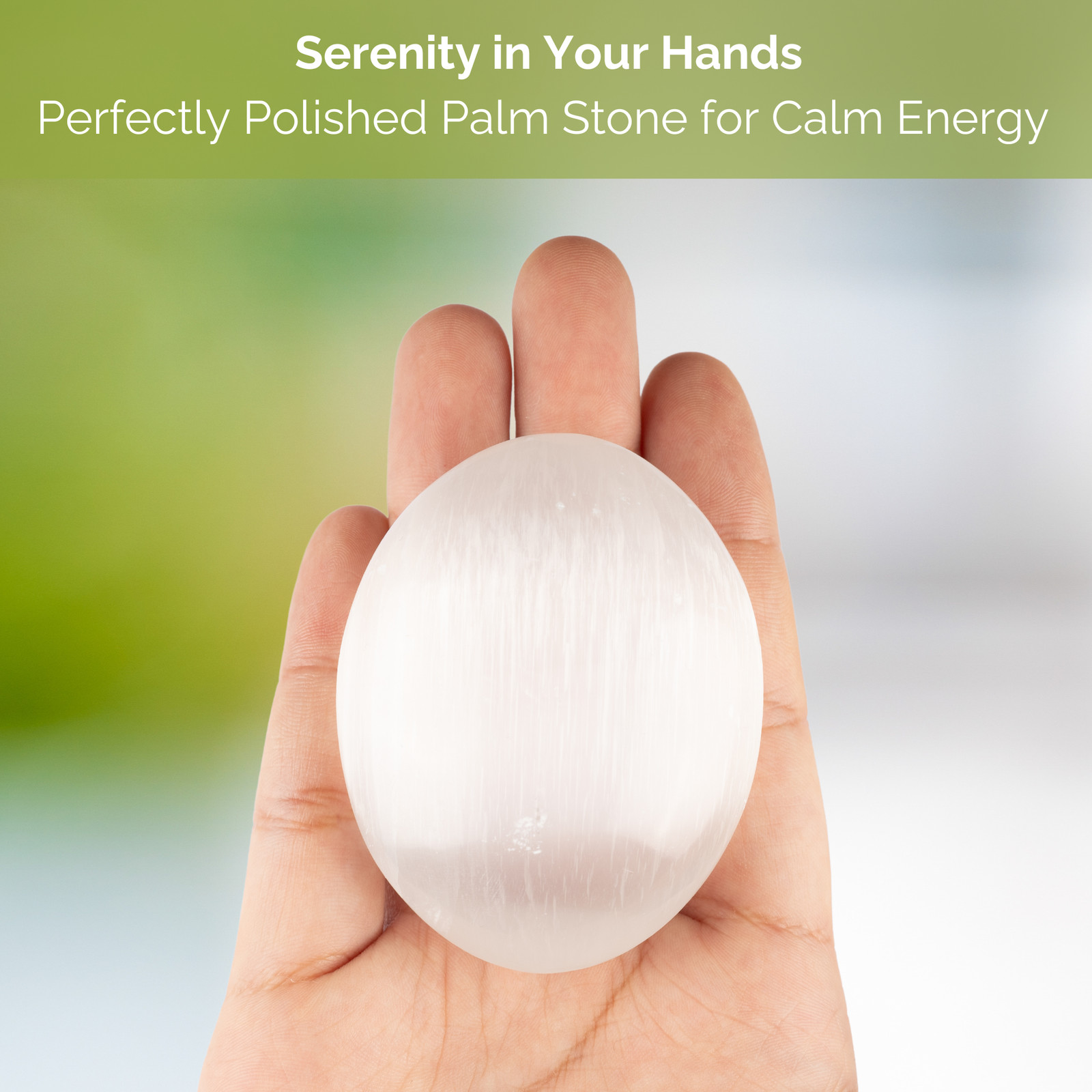 Polished Selenite Crystal Palm Stone, Worry Stones, Fidget Stone, 2 pc Set
