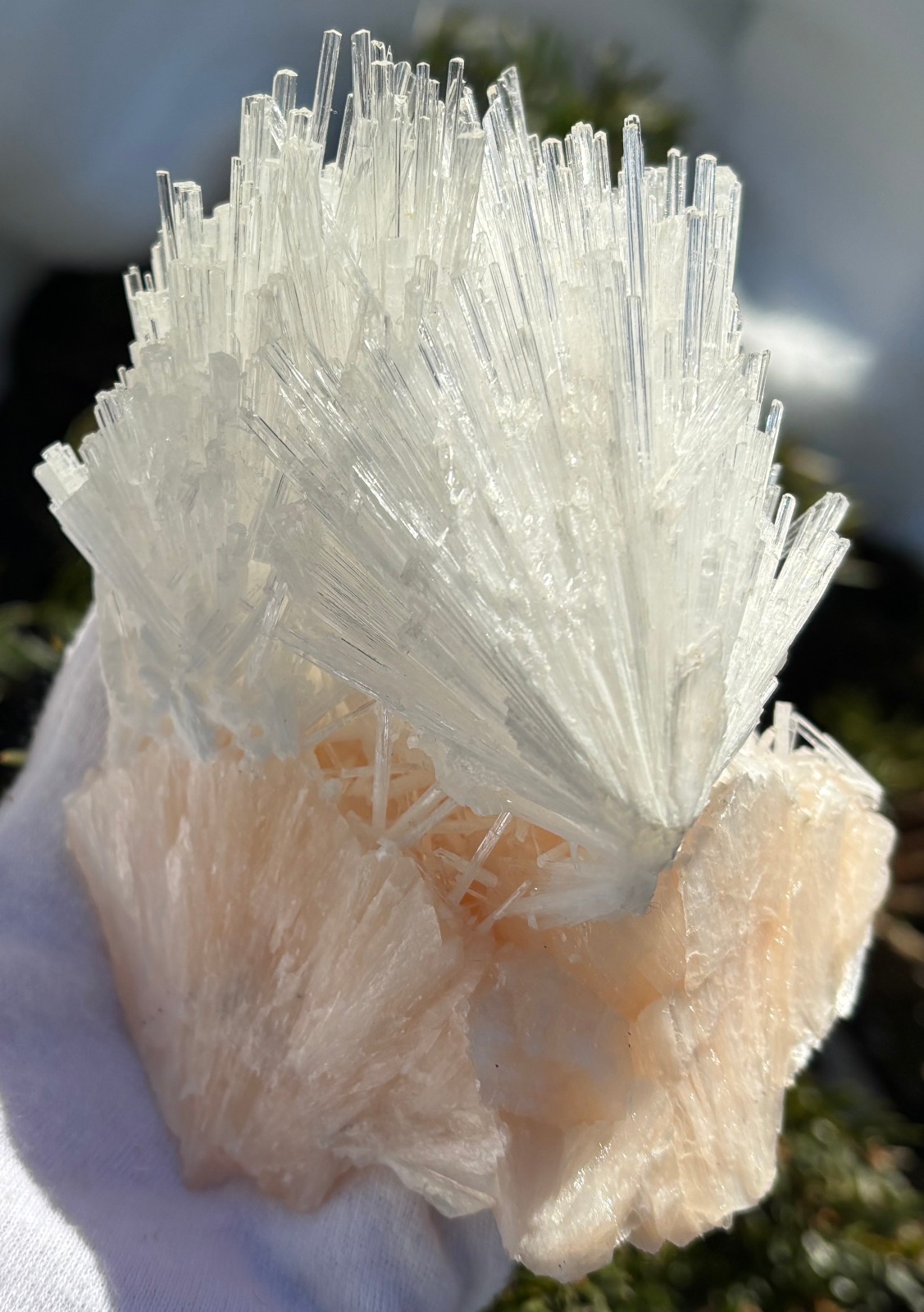 USA SALE 262g 4.3″ x 3.3″ LARGE SCOLECITE STILBITE SPECIMEN Fan/Blades/Spray