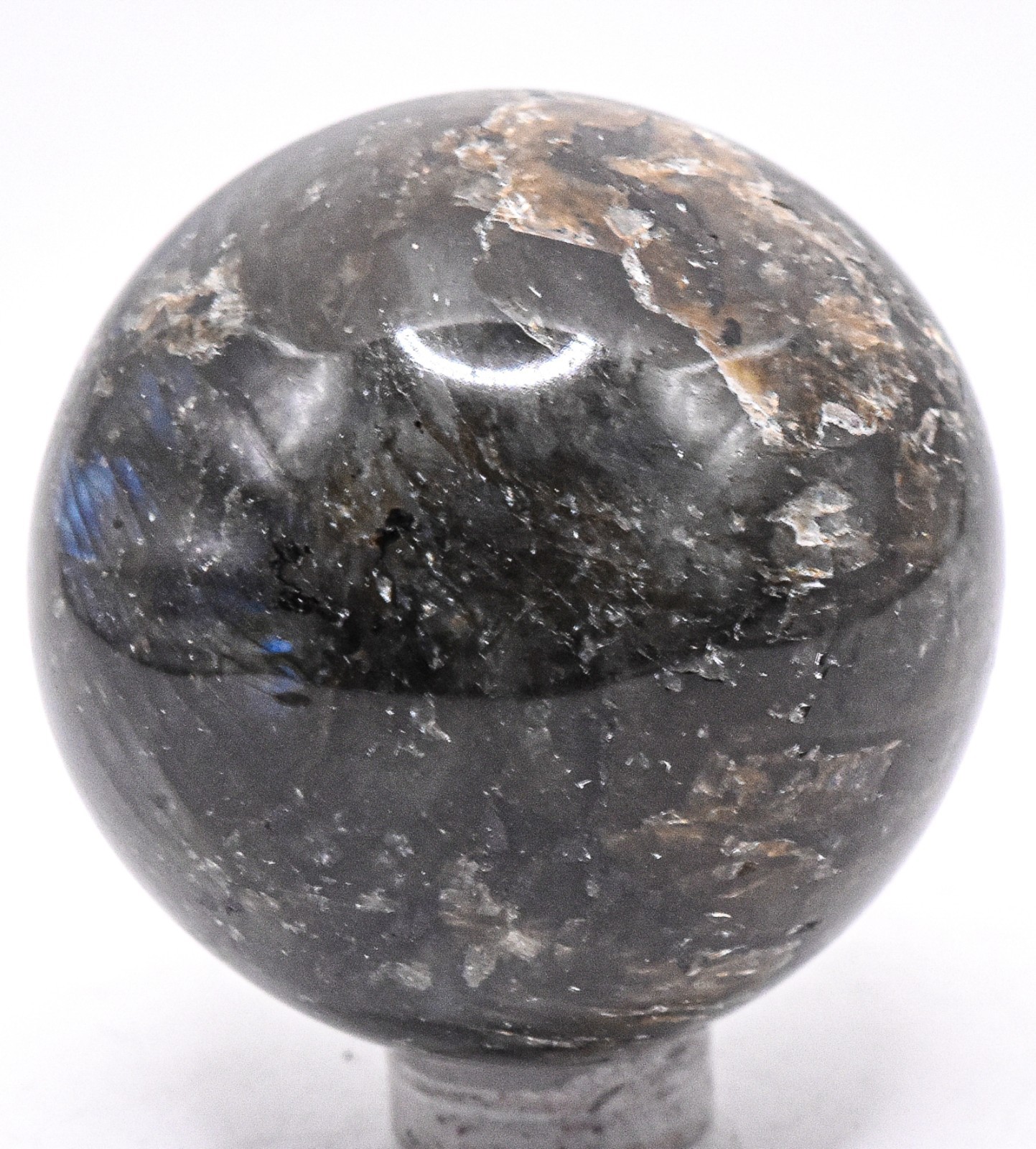 46mm Blue Flash Dark Labradorite Feldspar Sphere Polished Mineral – Madagascar