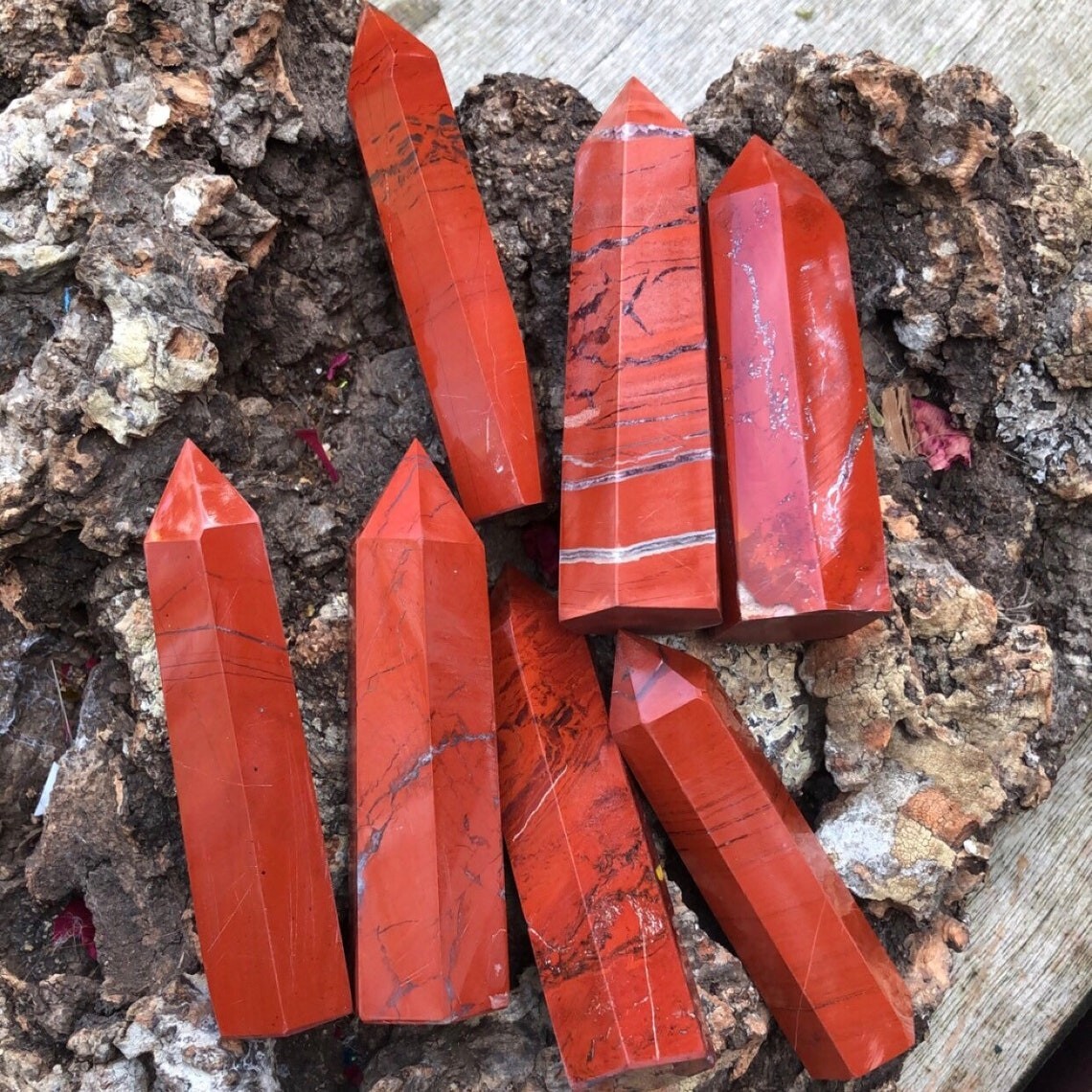 3 ~ 4 inch Red Jasper Stone Obelisk Wand Single Point Crystal Tower Decoration