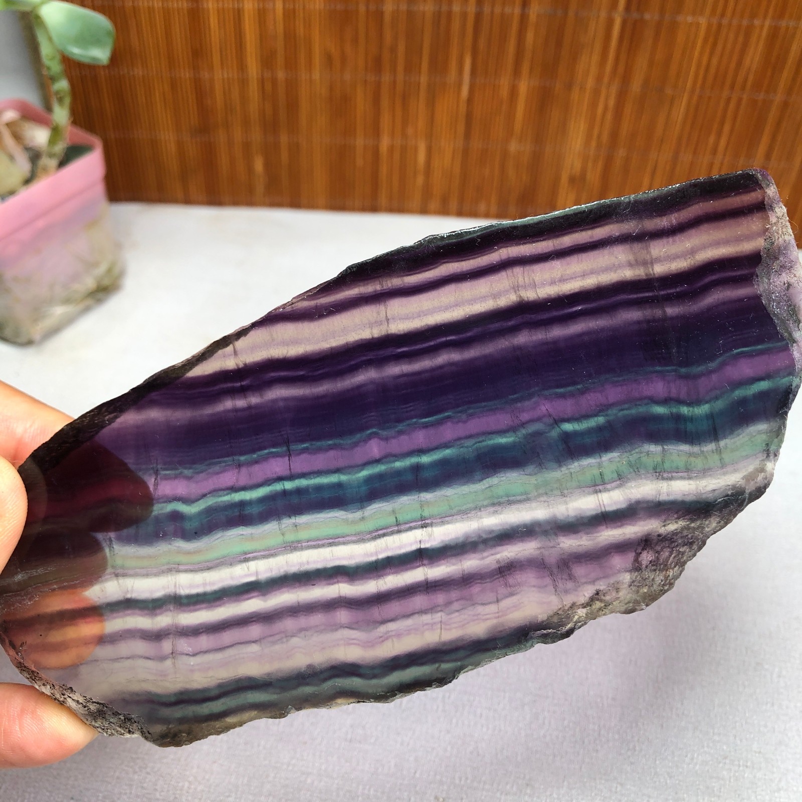 300g Natural Candy fluorite slice Crystal gemstone Polished/rough Specimen A8422
