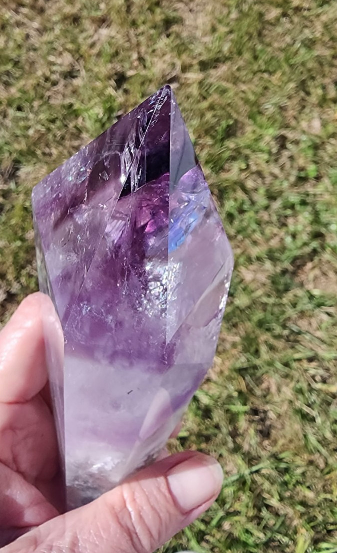 480 grams, 1.1 Lb Amethyst Tower Reiki Healing Point 9-5/8″ Tall