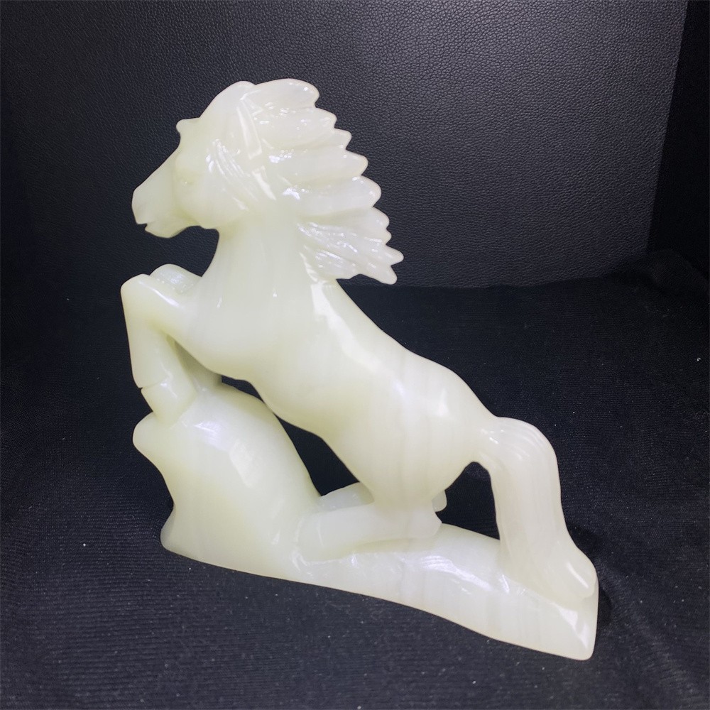 2LB 6.1″Natural Afghan Jade Horse Statue Crystal Reiki Carving Quartz Decor