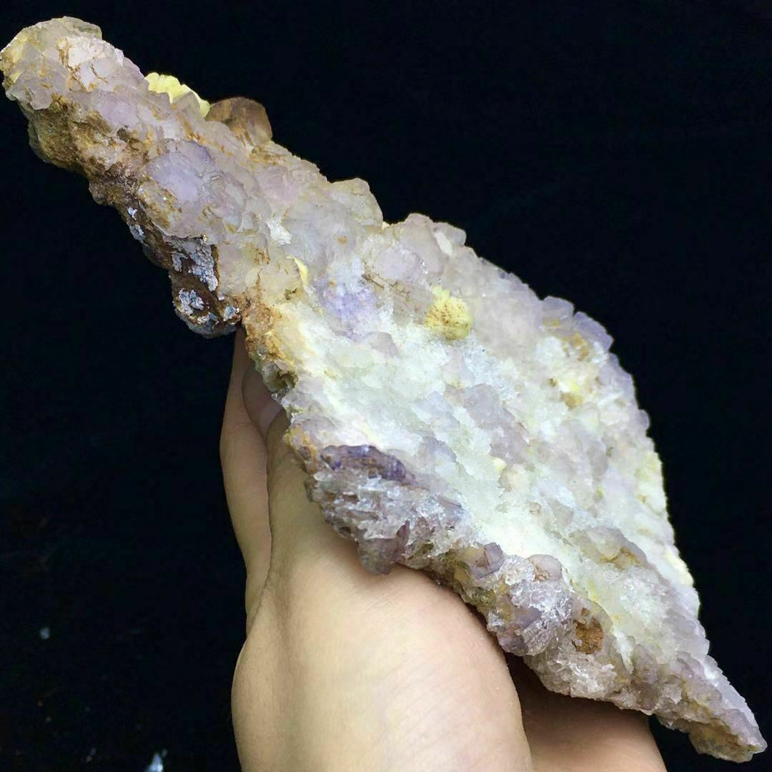 344g Translucent Purple Edge Cubic Ladder Fluorite Crystal & Feather Calcite