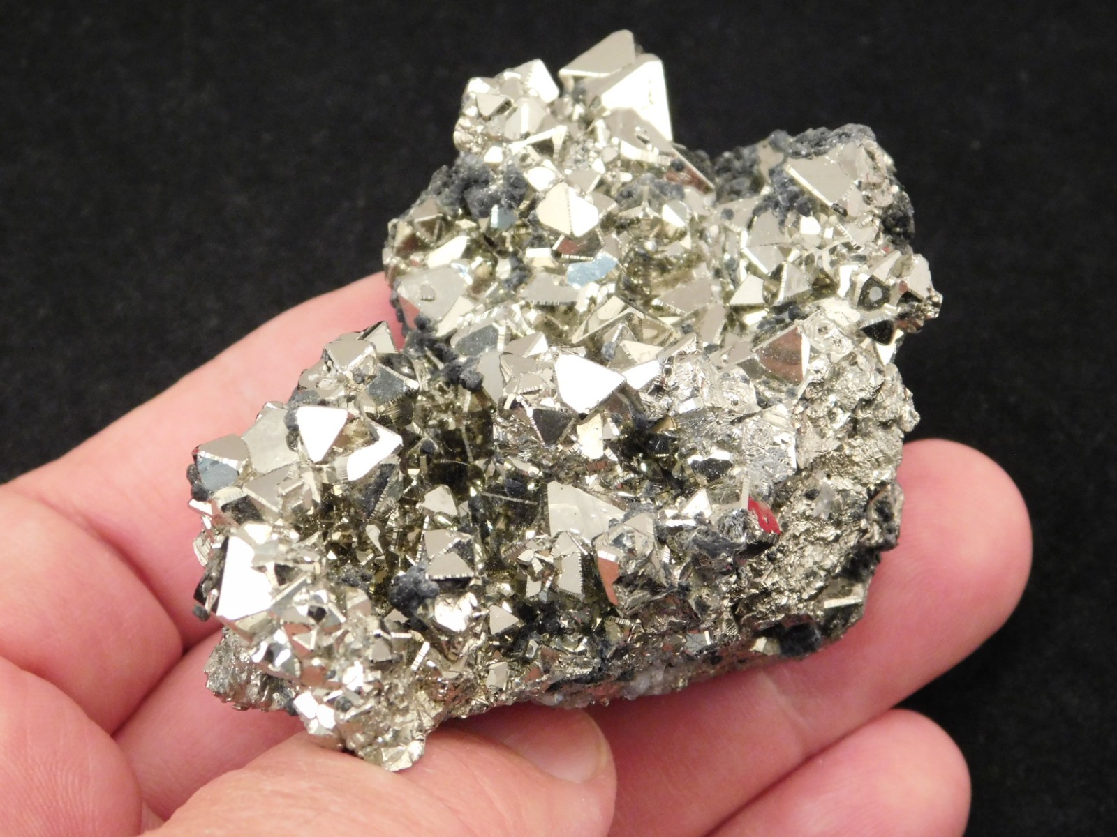 PYRAMID Shaped Crystals! AAA Tetrahedron PYRITE Crystal Cluster Peru 202gr