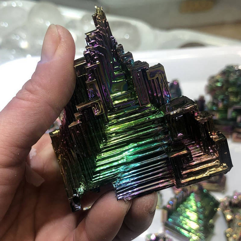 Natural Rainbow Aura Titanium Bismuth Mineral Stone Crystal Cluster Specimens