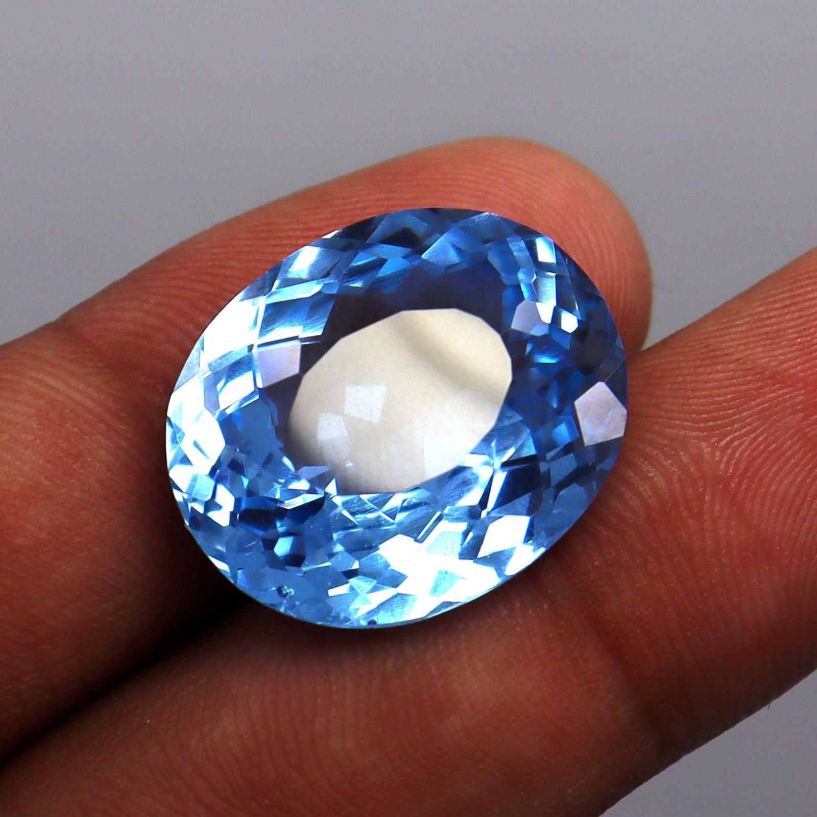 AAA+ Natural Sky Blue Aquamarine Oval Cut 24-25 Ct Gemstone Certified!