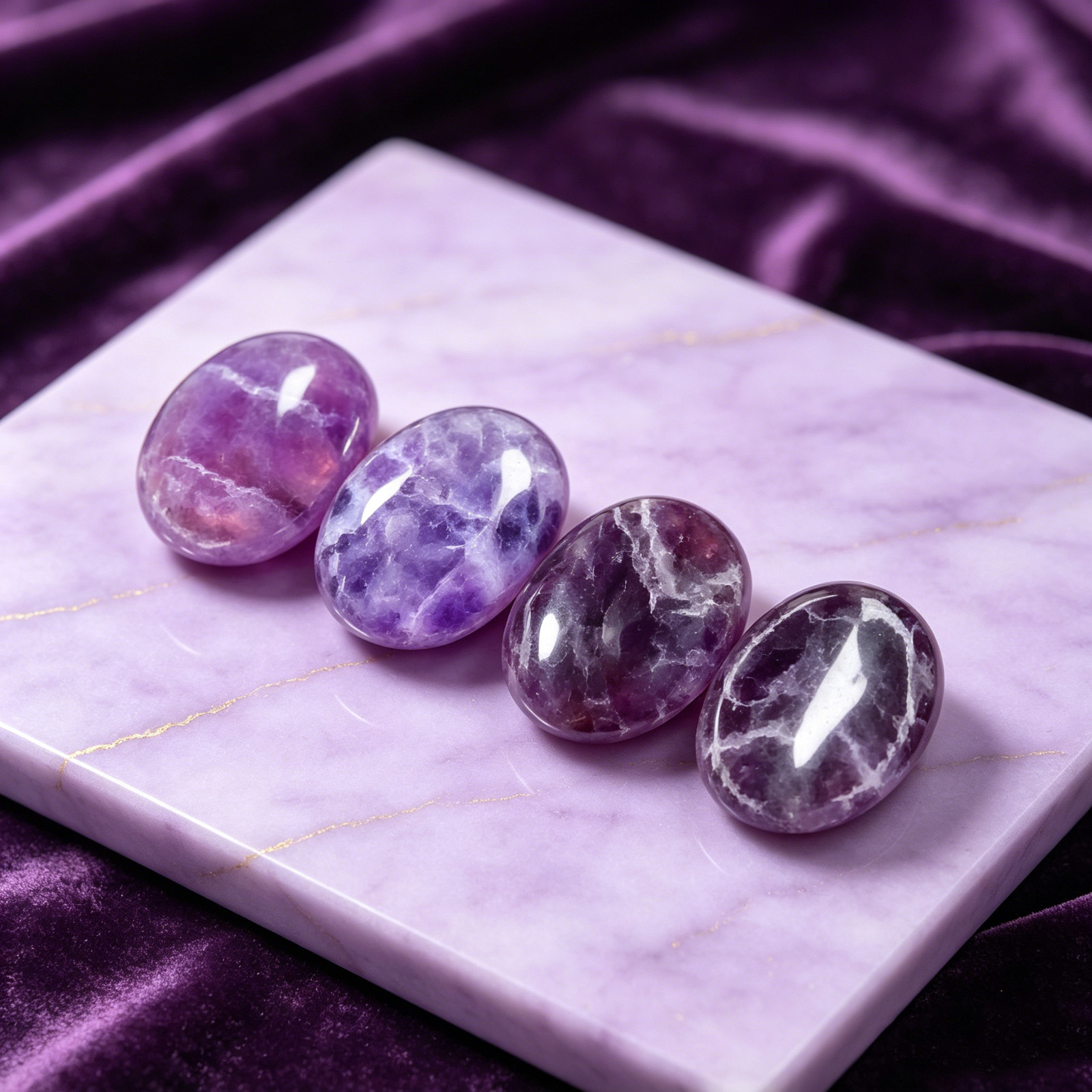 Amethyst Calming Stone Purple Pocket Worry Crystal Third-Eye Chakra Balance