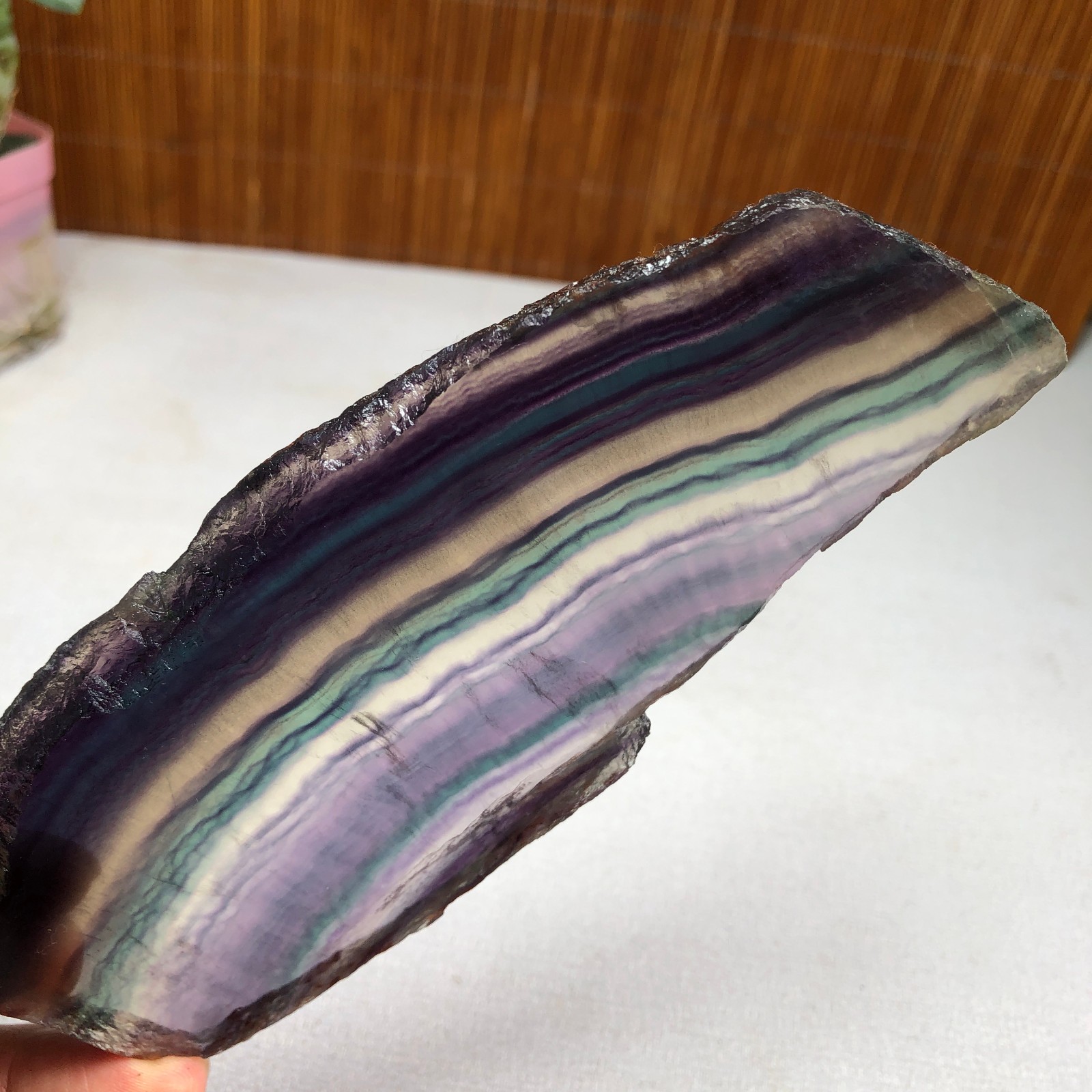 245g Natural Candy fluorite slice Crystal gemstone Polished/rough Specimen A8424