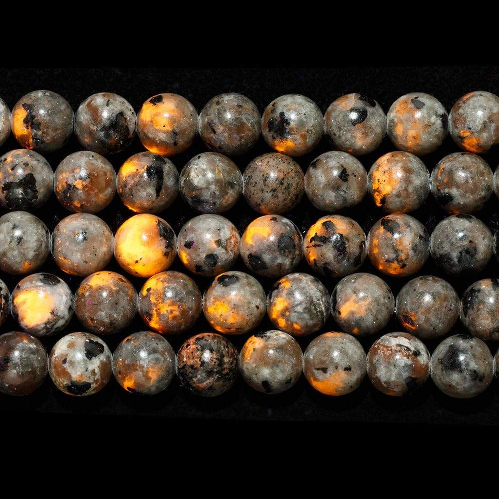 44-47pcs 8mm Natural Flame Yooperlite Stone Beads Round Healing Energy Power Sto