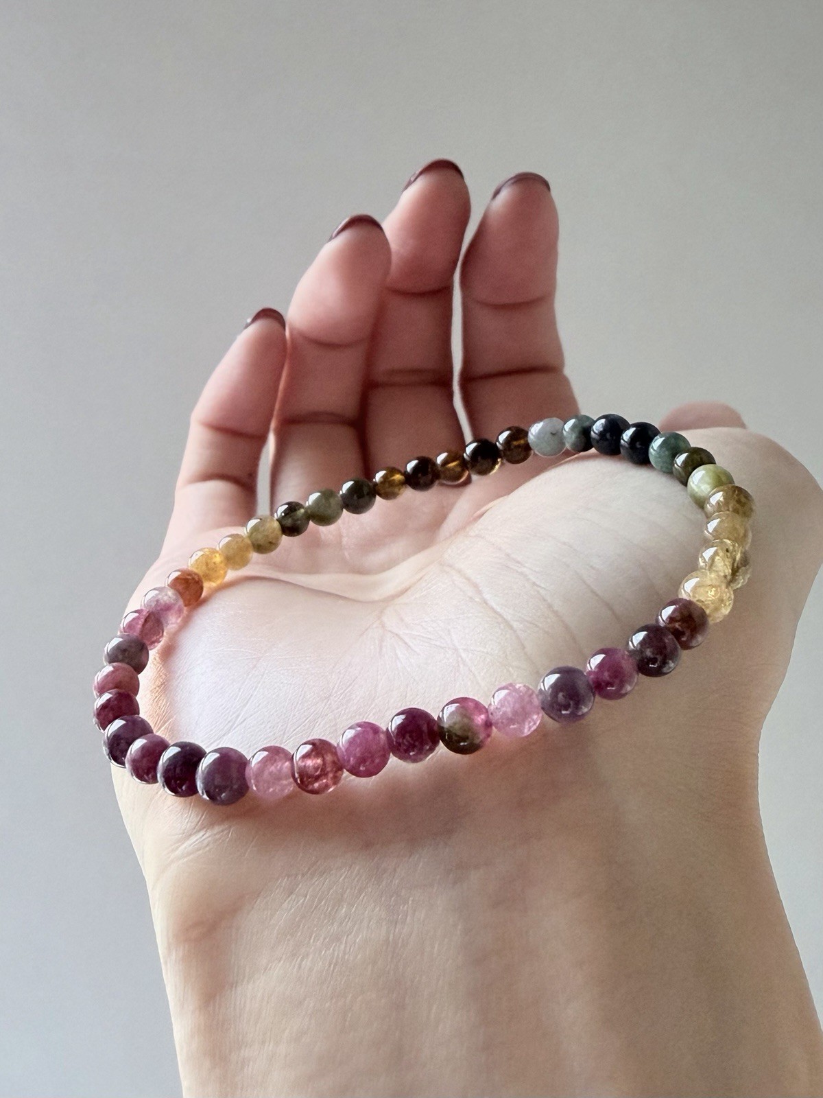 Natural Rainbow Multi Color Tourmaline Bracelet | Watermelon Tourmaline | Dainty