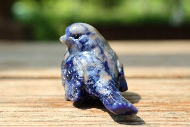1pc Natural Sodalite Quartz Carved Bird Skull Crystal Reiki Decor Gift 2.4”
