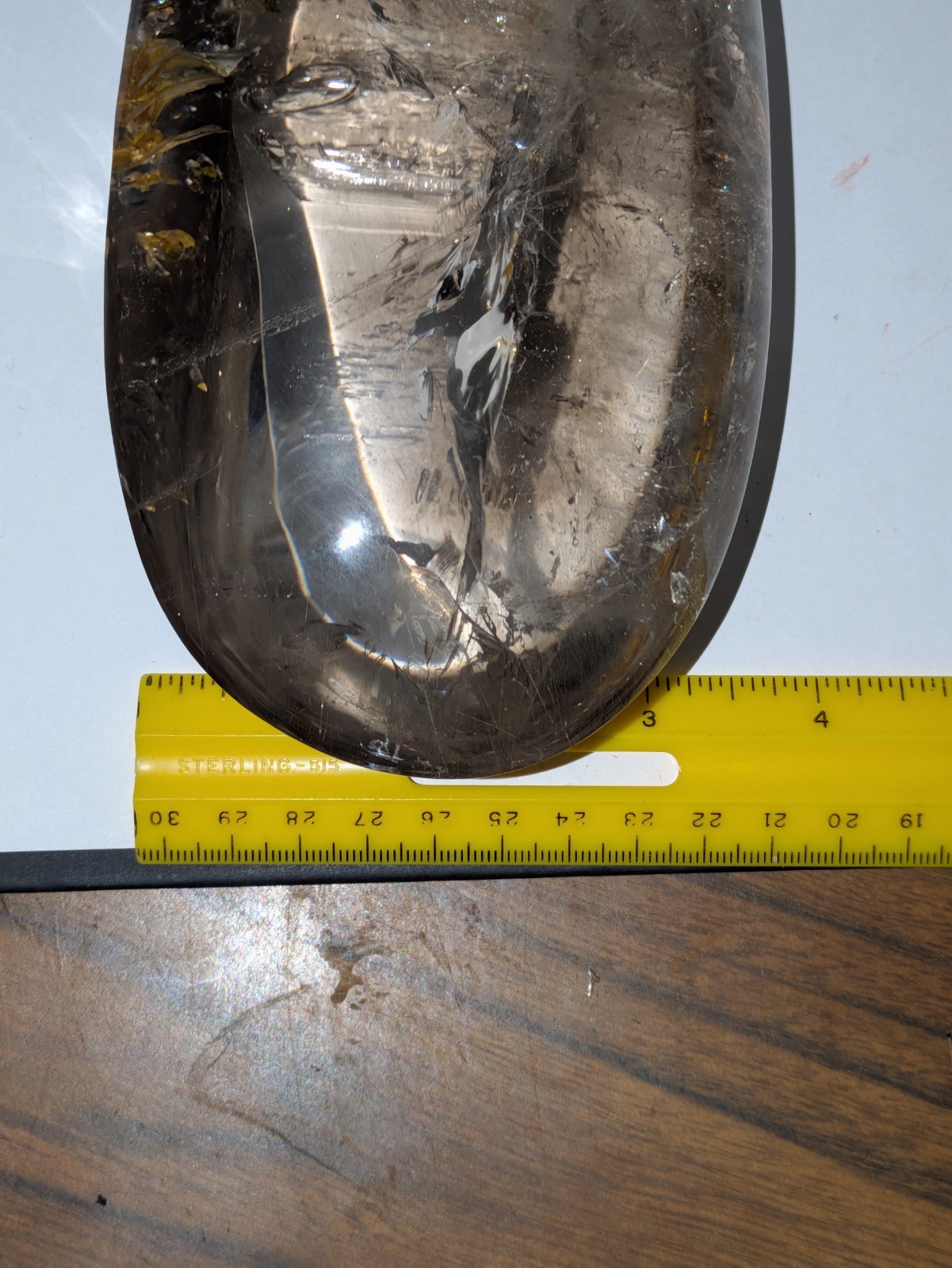 Large 2lb Polished Clear Quartz Crystal w/ Inclusions With Water And Light Stand