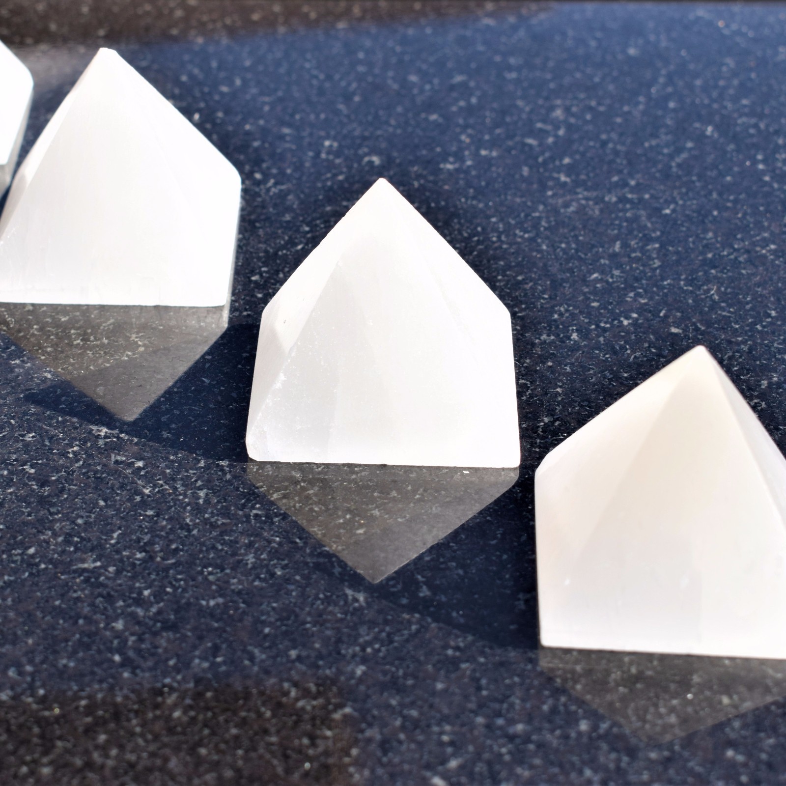 2″ (50mm) Moroccan Selenite Pyramid Hand-carved Hand-Polished POWERFUL ENERGY