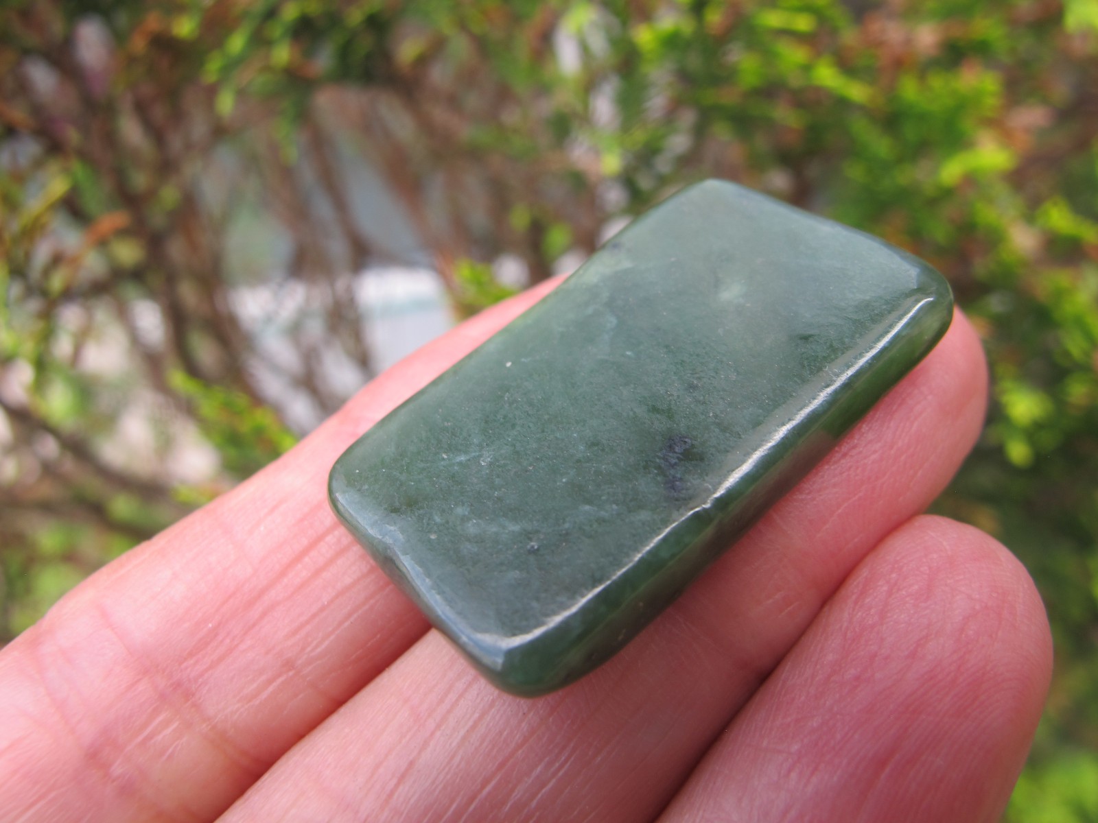 Nephrite Jade Authentic Crystal Polished Palm flat stone A luck heart chakra 8g