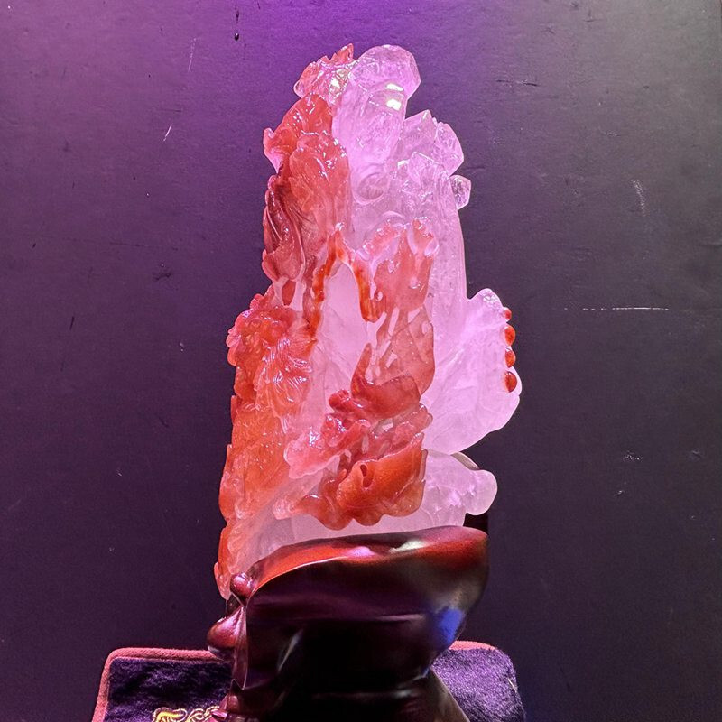 12LB Top Natural Red quartz crystal Dragon + Phoenix Carved Crystal skull Reiki