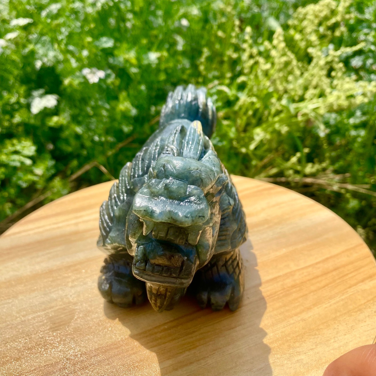 3.52LB Natural elongated quartz carved dragon turtle crystal spiritual gift deco