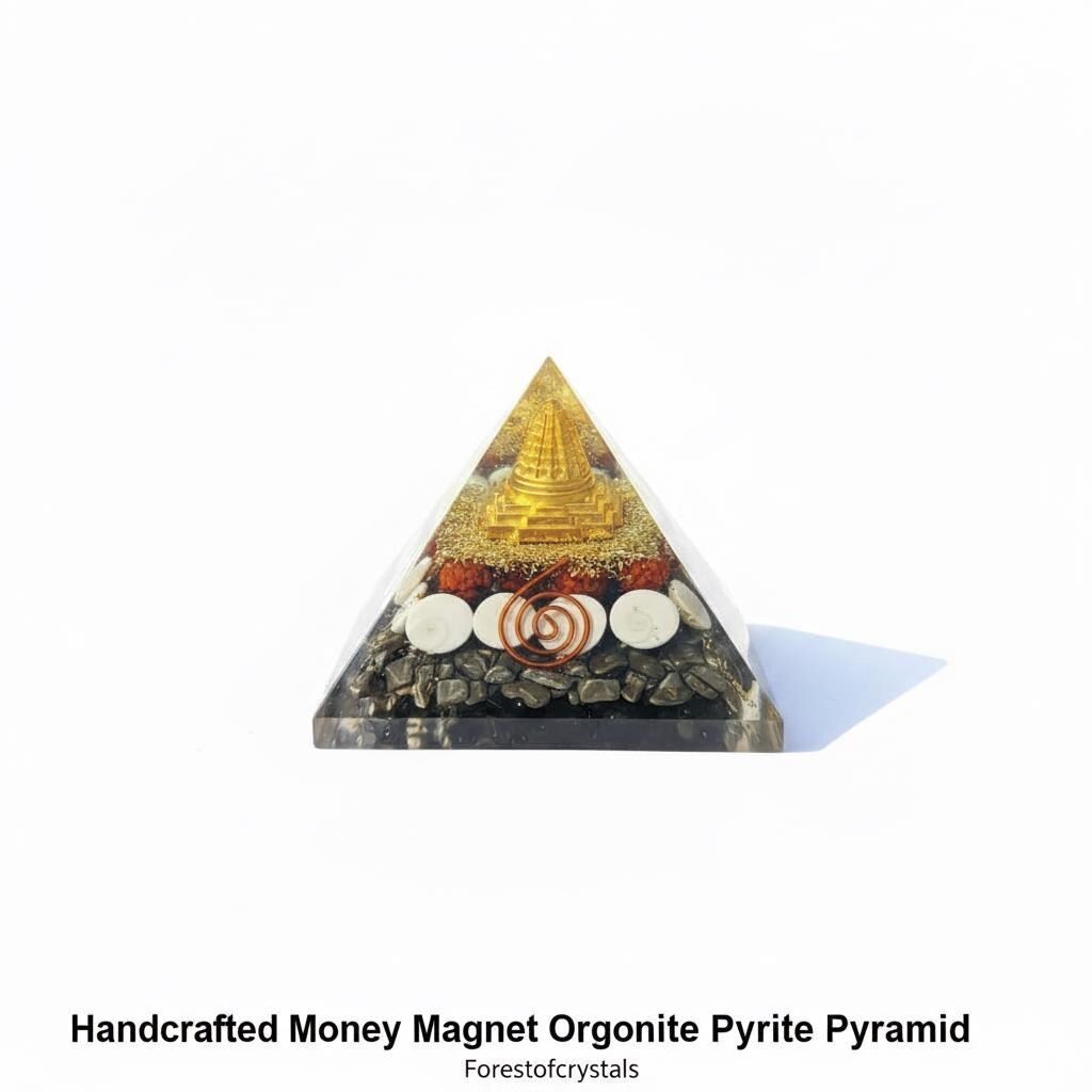 Orgonite Pyrite Pyramid Vastu Money Magnet Feng Shui EMF Protection and Healing