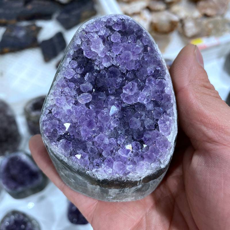 Cut Base Natural Amethyst Quartz Crystal Cluster Healing Stone Geode Specimen US