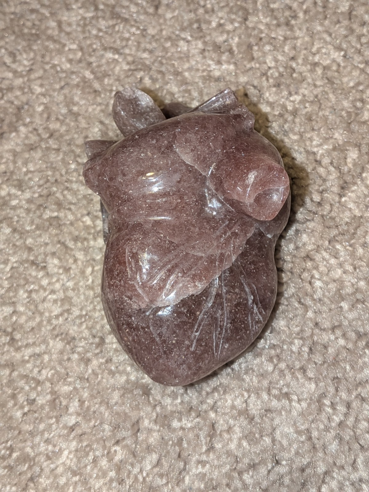 Strawberry Quartz Anatomical Heart 4 Inch