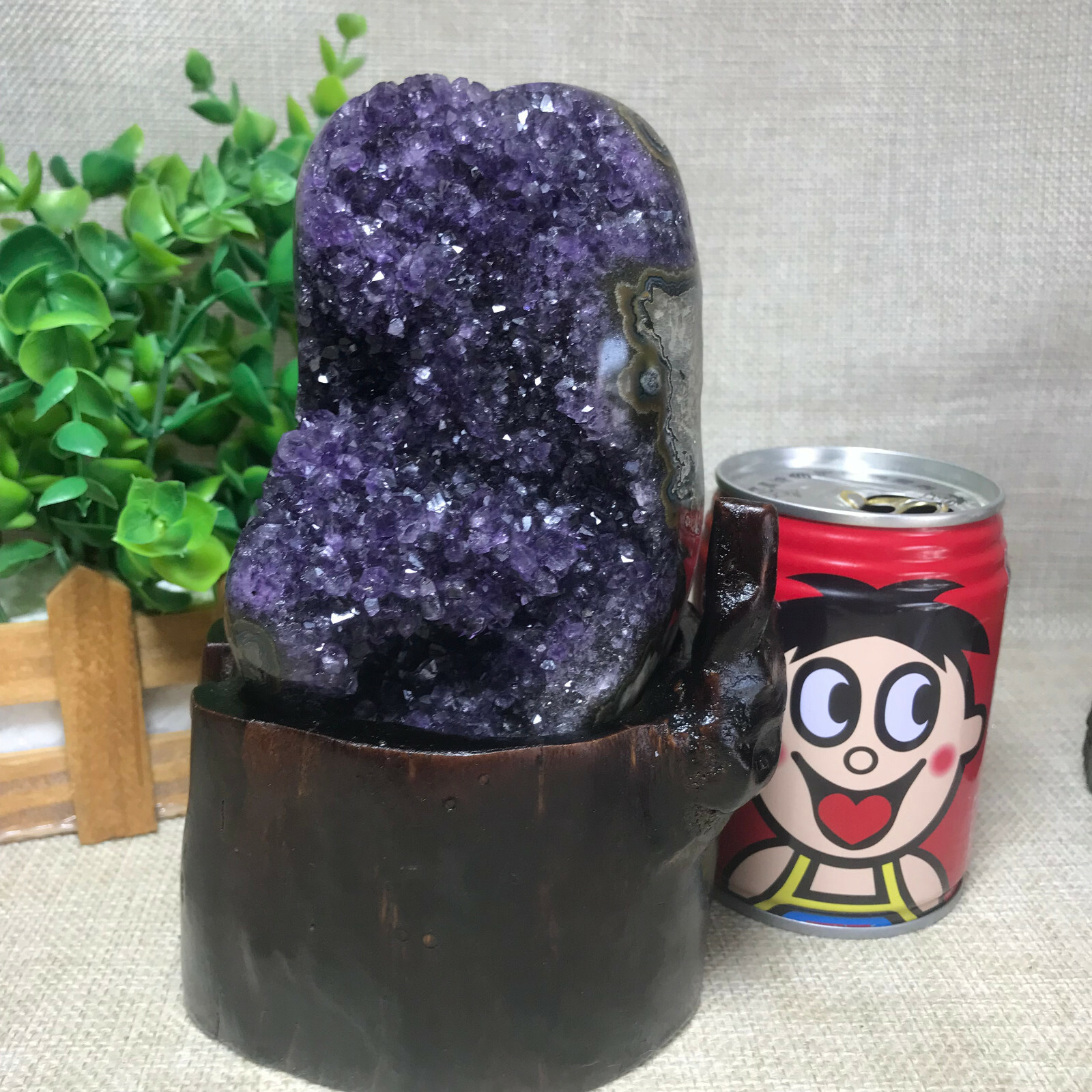 1247g Natural Uruguay Deep Purple Crystal Quartz Amethyst Geode Clusters +Stand