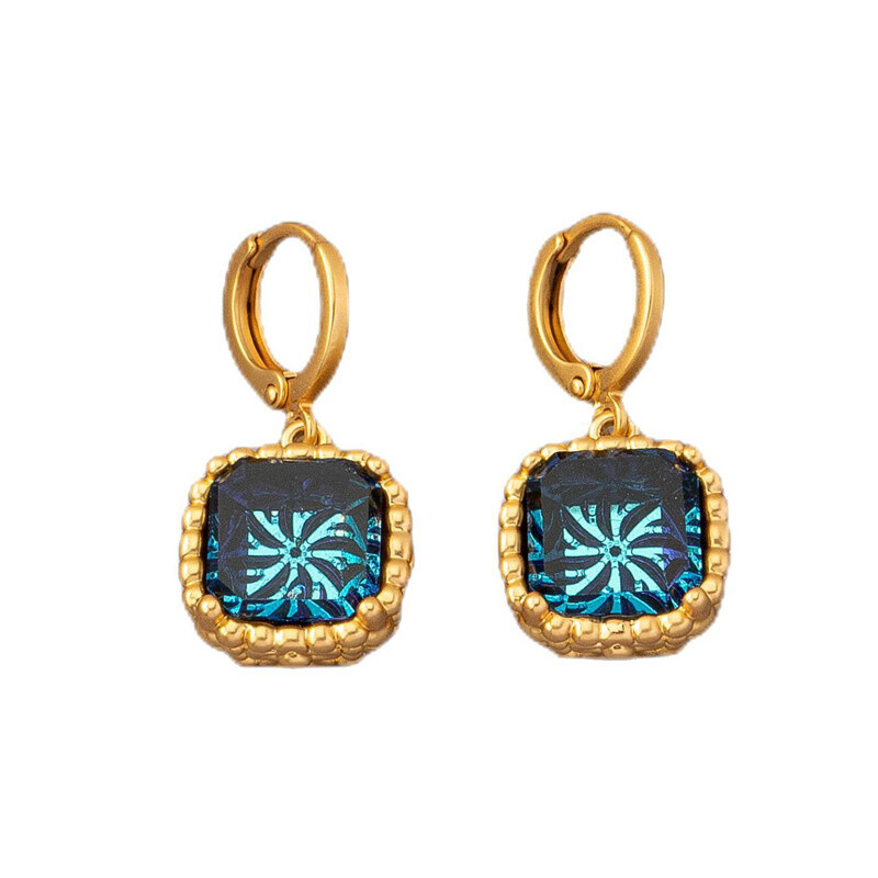 Fashion Jewelry Gold Sapphire Ear clip Light luxury Retro Brass plating 18K