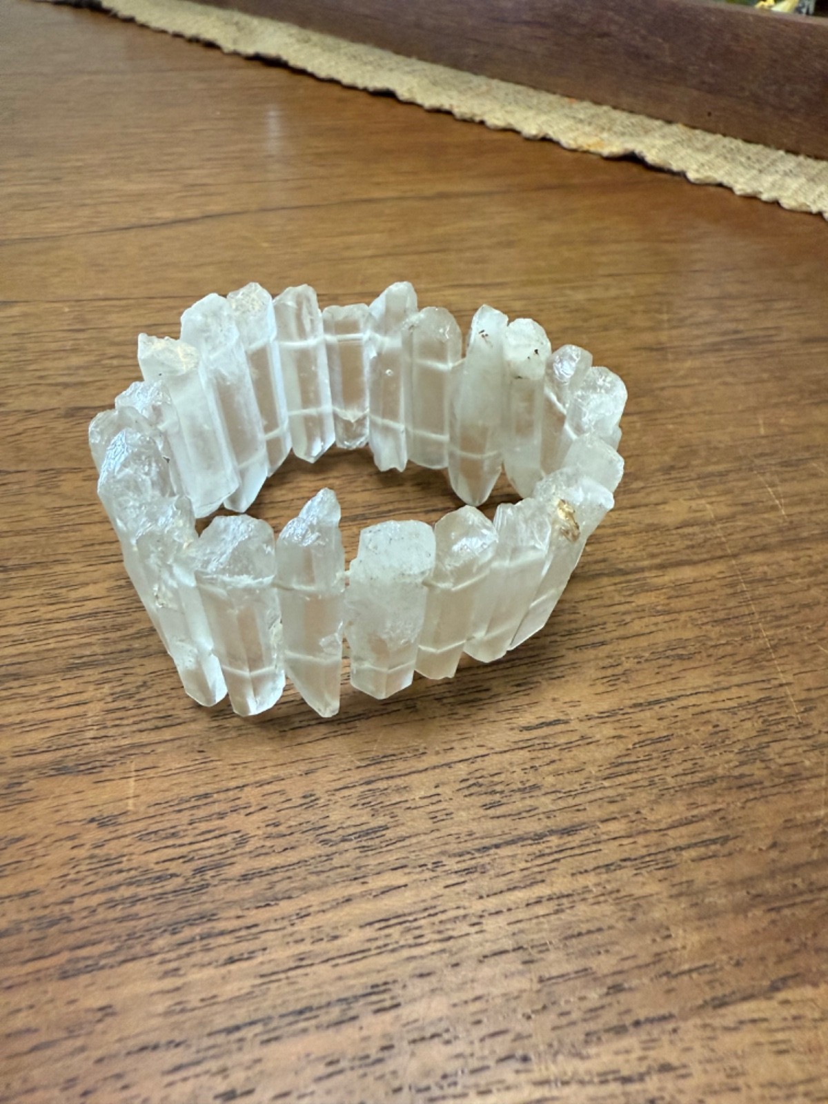 Natural Quartz Points Gemstone stretch Bracelet