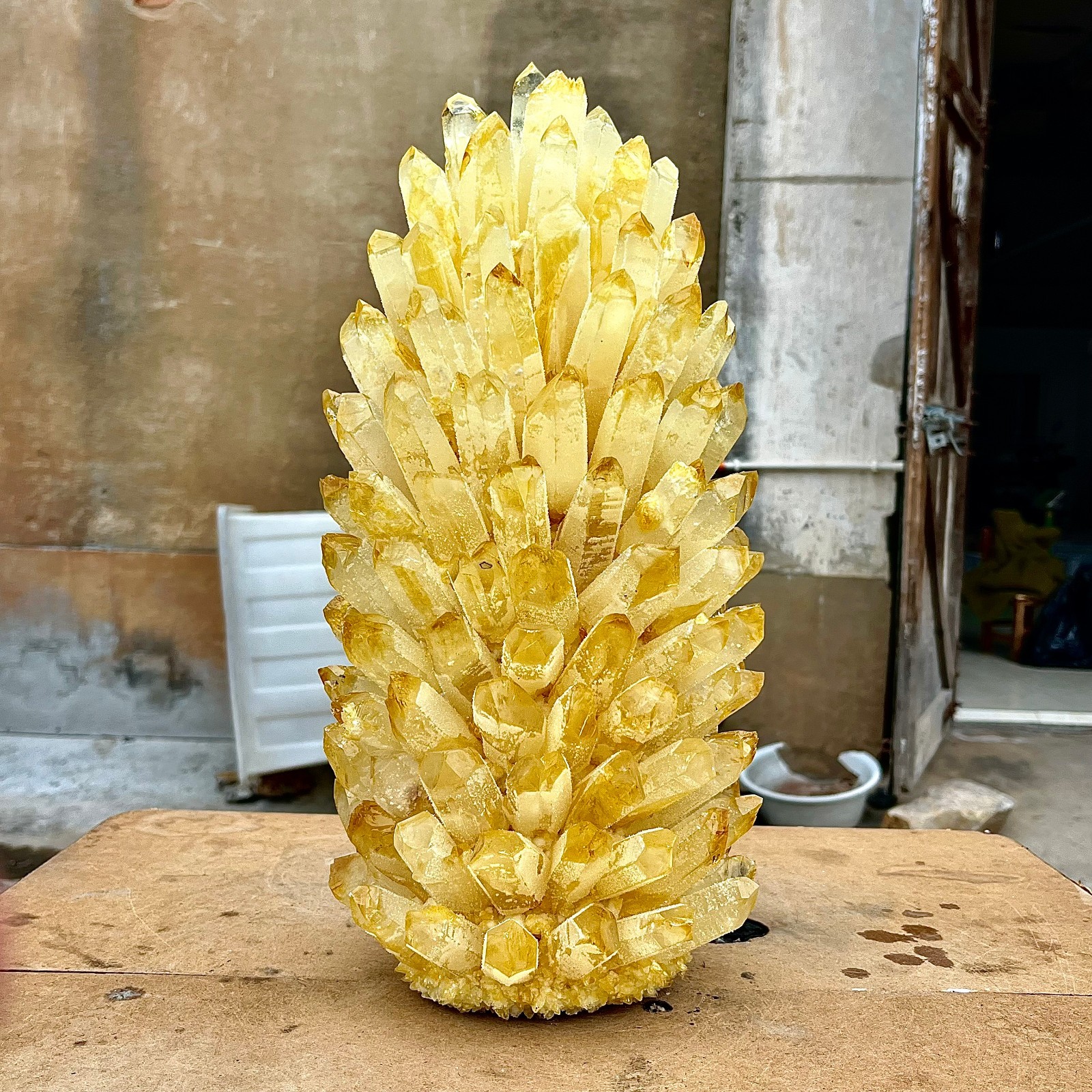 26.75LB Yellow Ghost Phantom Crystal Cluster Flower Raw Crystal Heal Quartz Deco