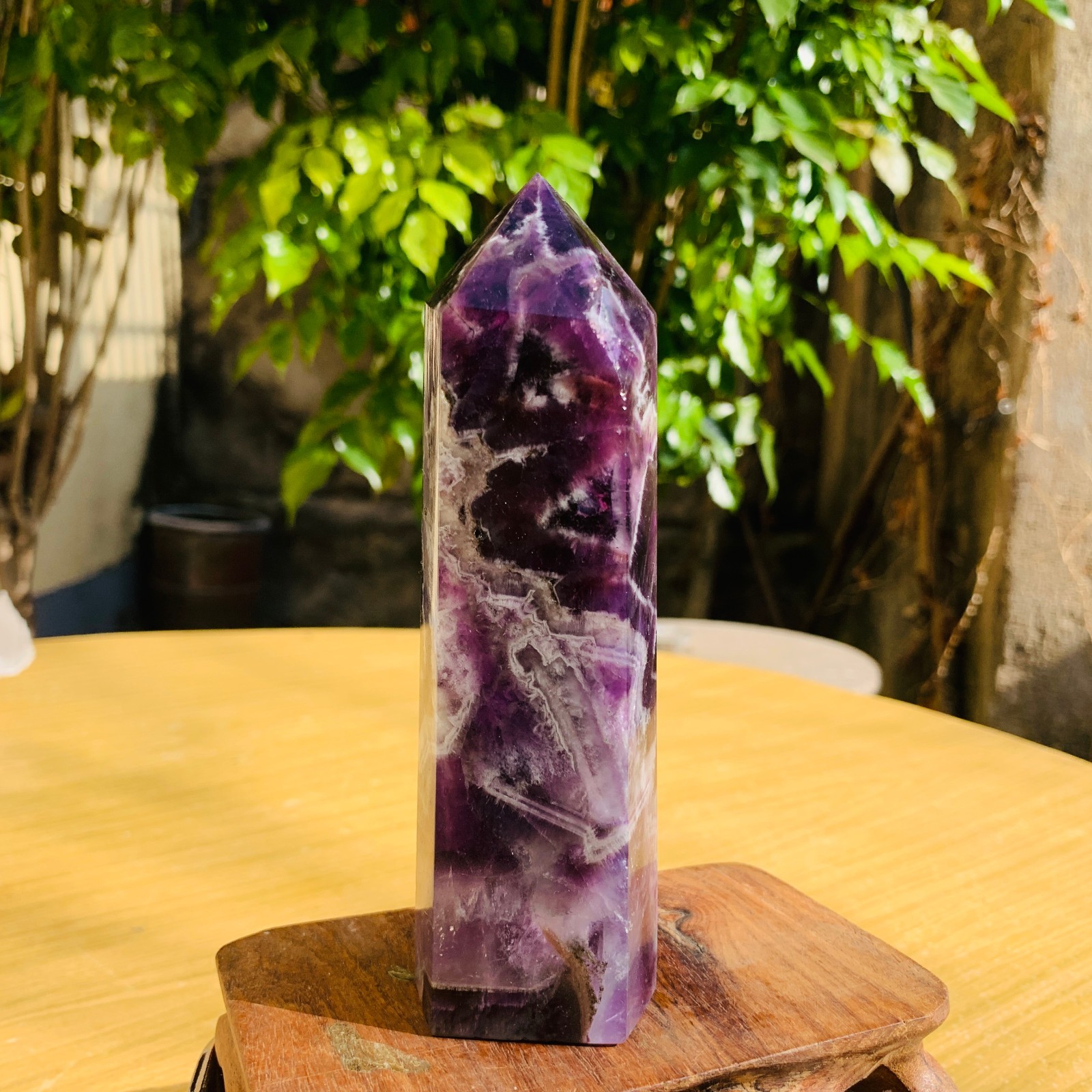 449g Natural Fluorite Healing Crystal Tower Point Obelisk Mineral Speci