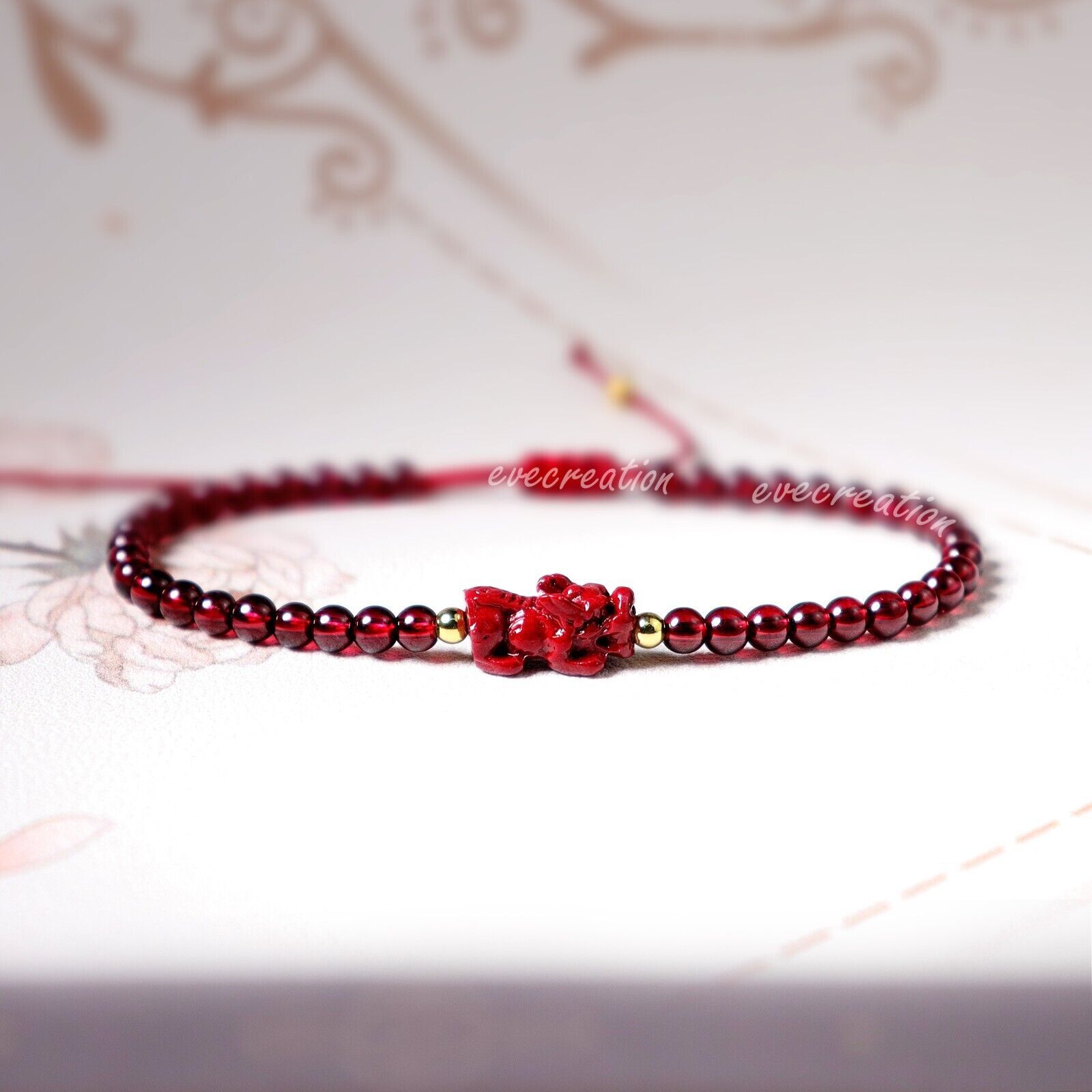 Garnet Small Beads Pixiu Charm Handmade Braided Women Men Luck Stone Bracelet