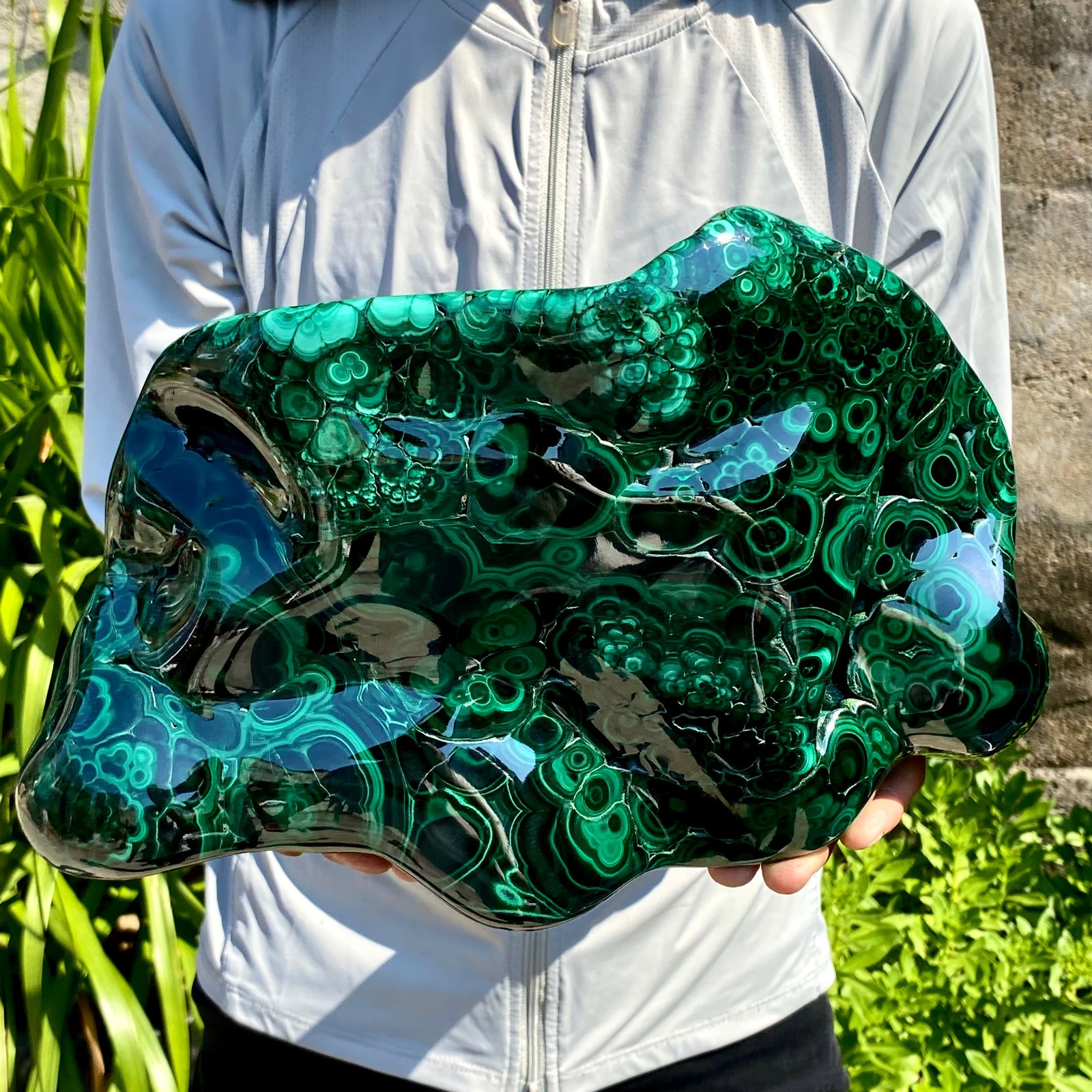 16.97LB Natural glossy Malachite transparent cluster rough mineral sample