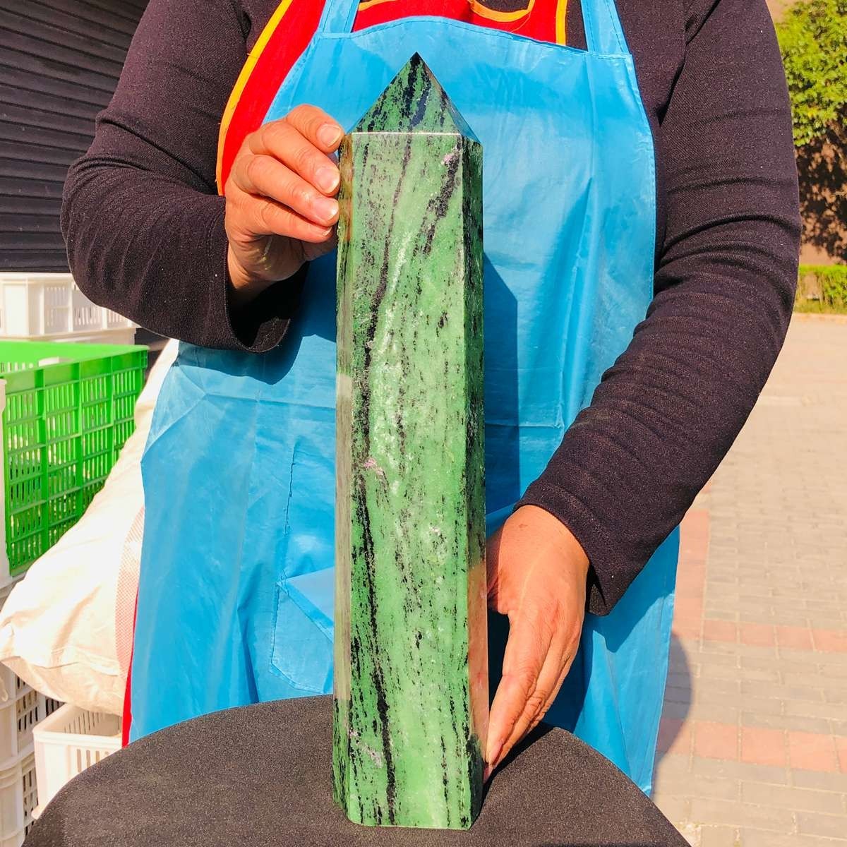 9.59LB Large Natural Red and Green Treasure Crystal Obelisk Specimen Healing
