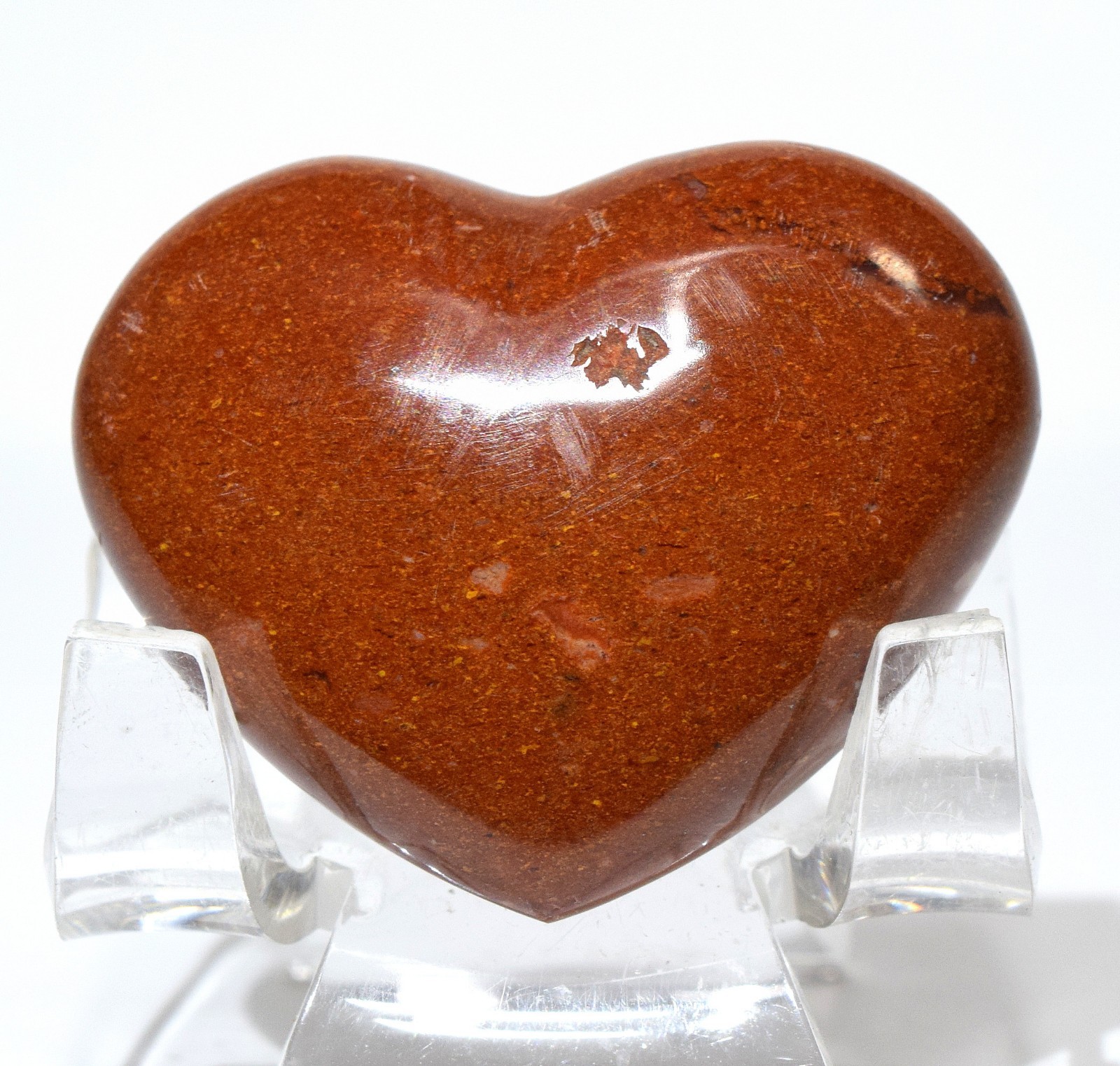 39mm Orange Yellow Petrified Wood Heart Fossilized Crystal Stone Madagascar 1PC