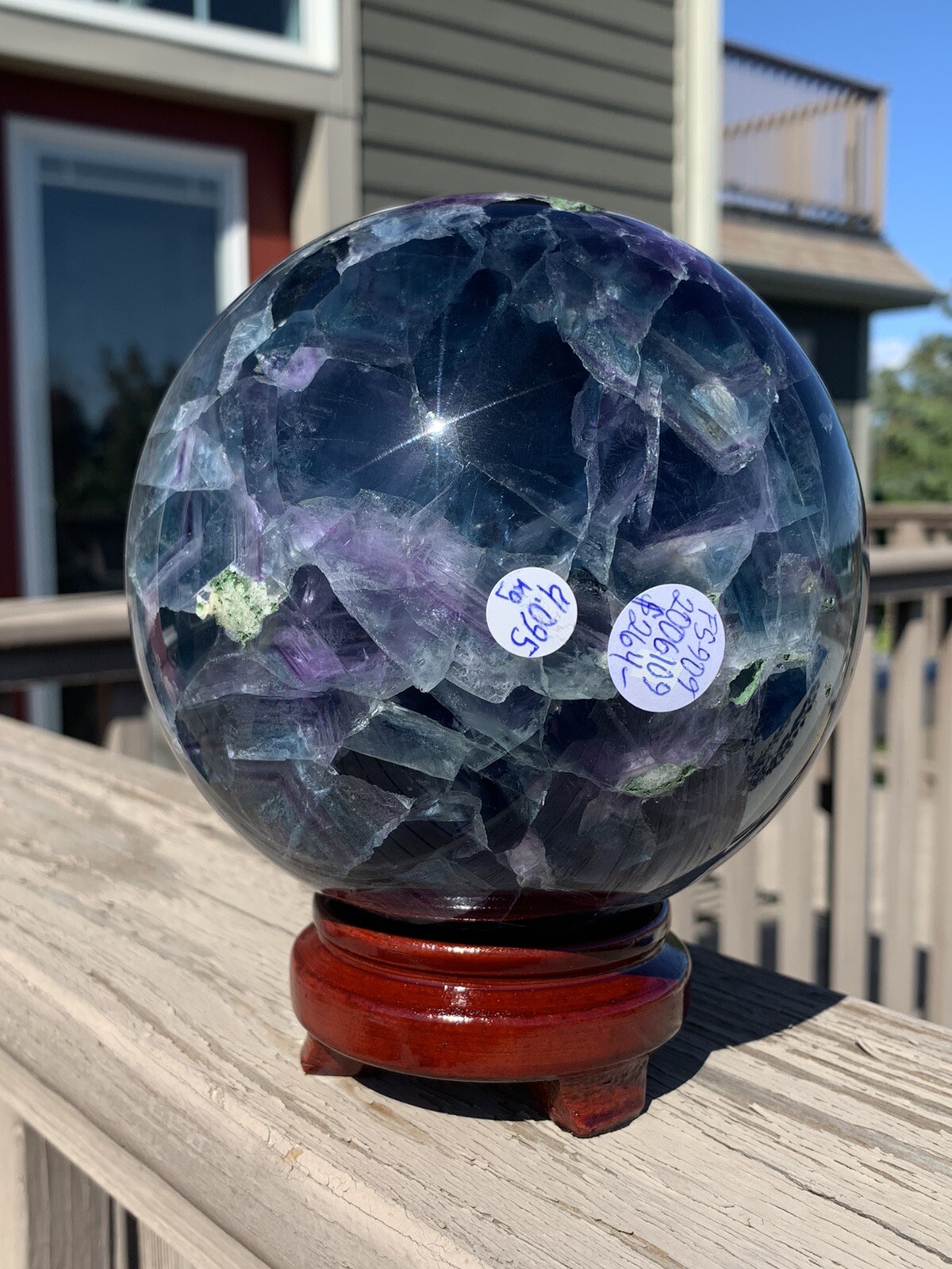 4,095g Rainbow Fluorite *HUGE* Sphere w/Stand •Over 9 Pounds *U.S. Based*
